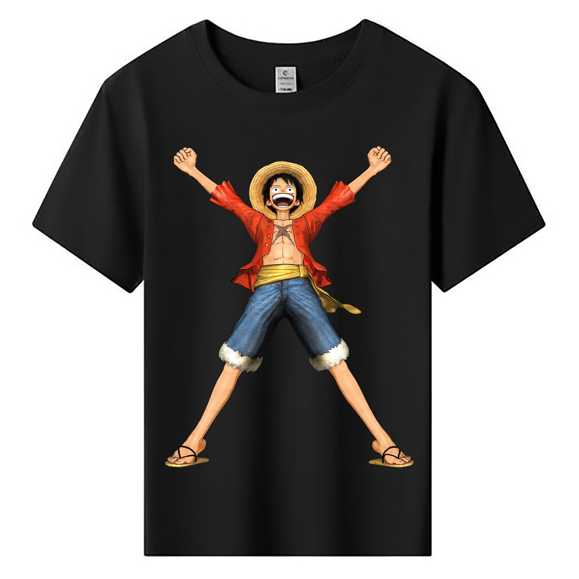 ワンピース モンキー・D・ルフィ ONE PIECE Monkey D. Luffy 綿100％キッズTシャツ（フロントプリント）