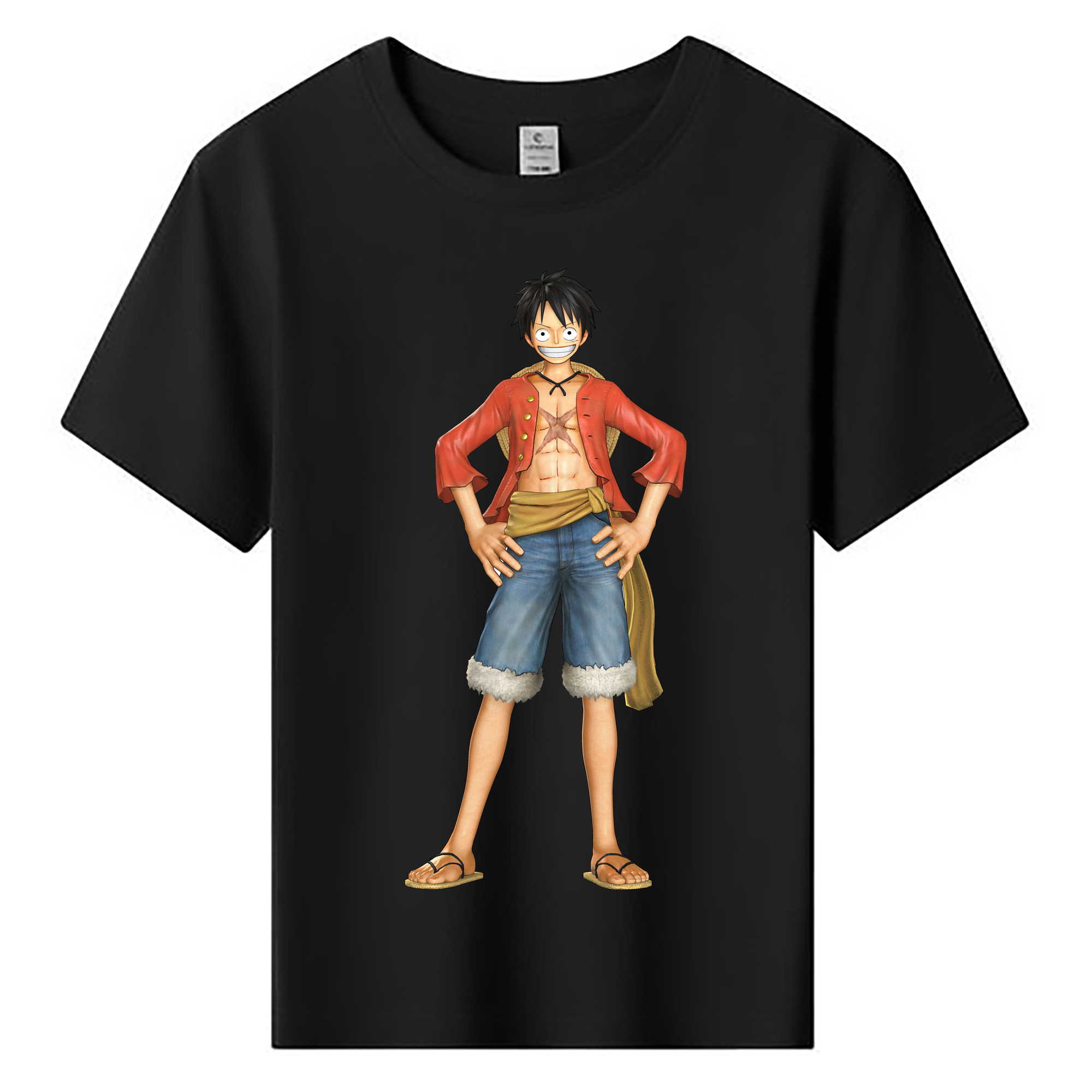 ワンピース モンキー・D・ルフィ ONE PIECE Monkey D. Luffy 綿100％キッズTシャツ（フロントプリント）
