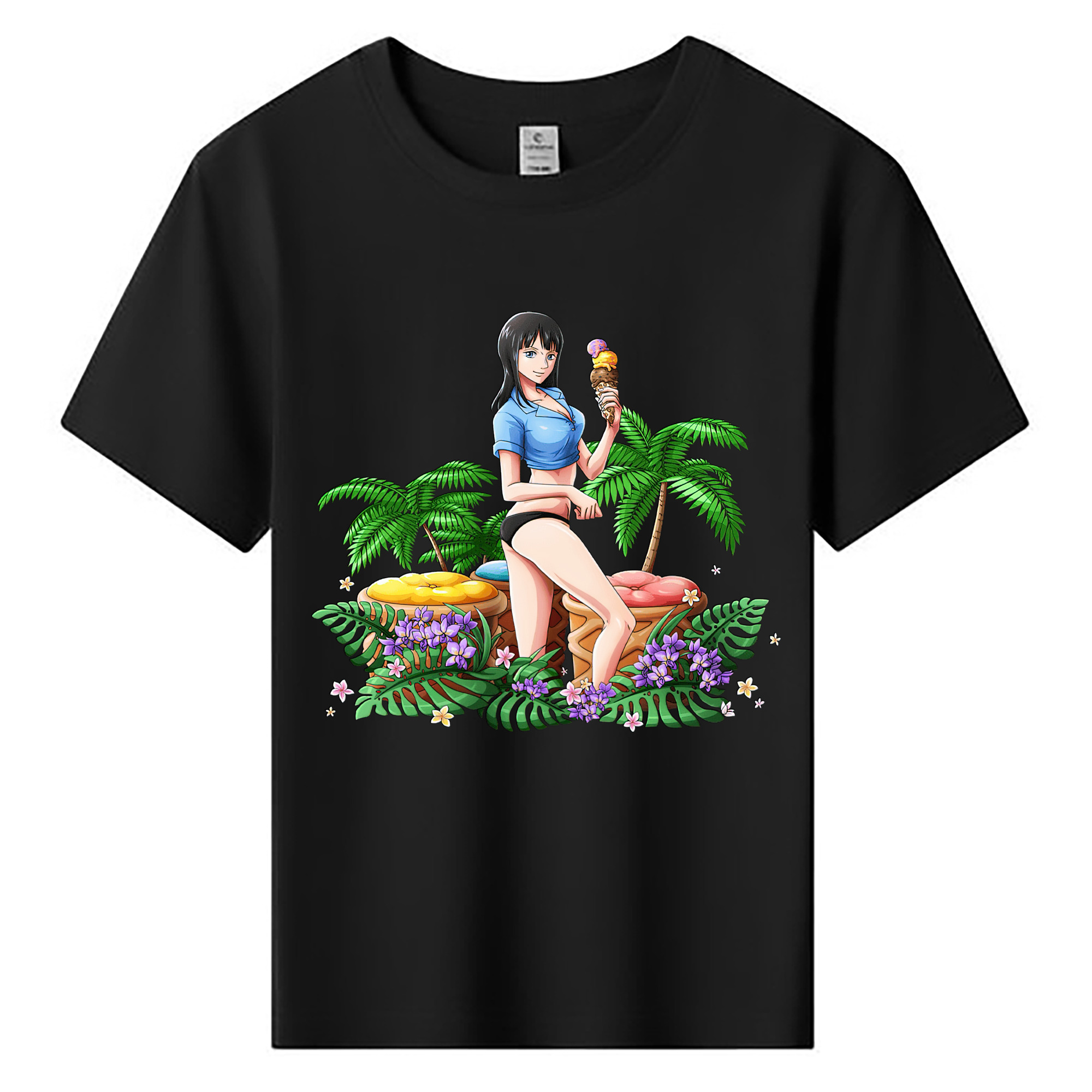 （画像用） ワンピース ニコ・ロビン ONE PIECE Nico Robin 綿100％キッズTシャツ（フロントプリント）