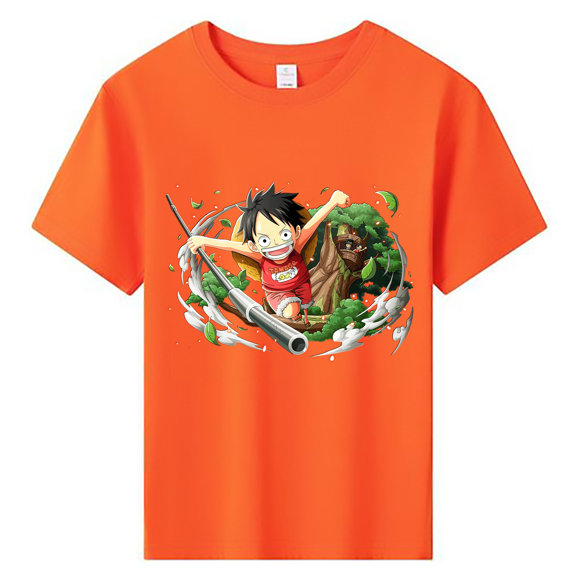 ワンピース モンキー・D・ルフィ ONE PIECE Monkey D. Luffy 綿100％キッズTシャツ（フロントプリント）