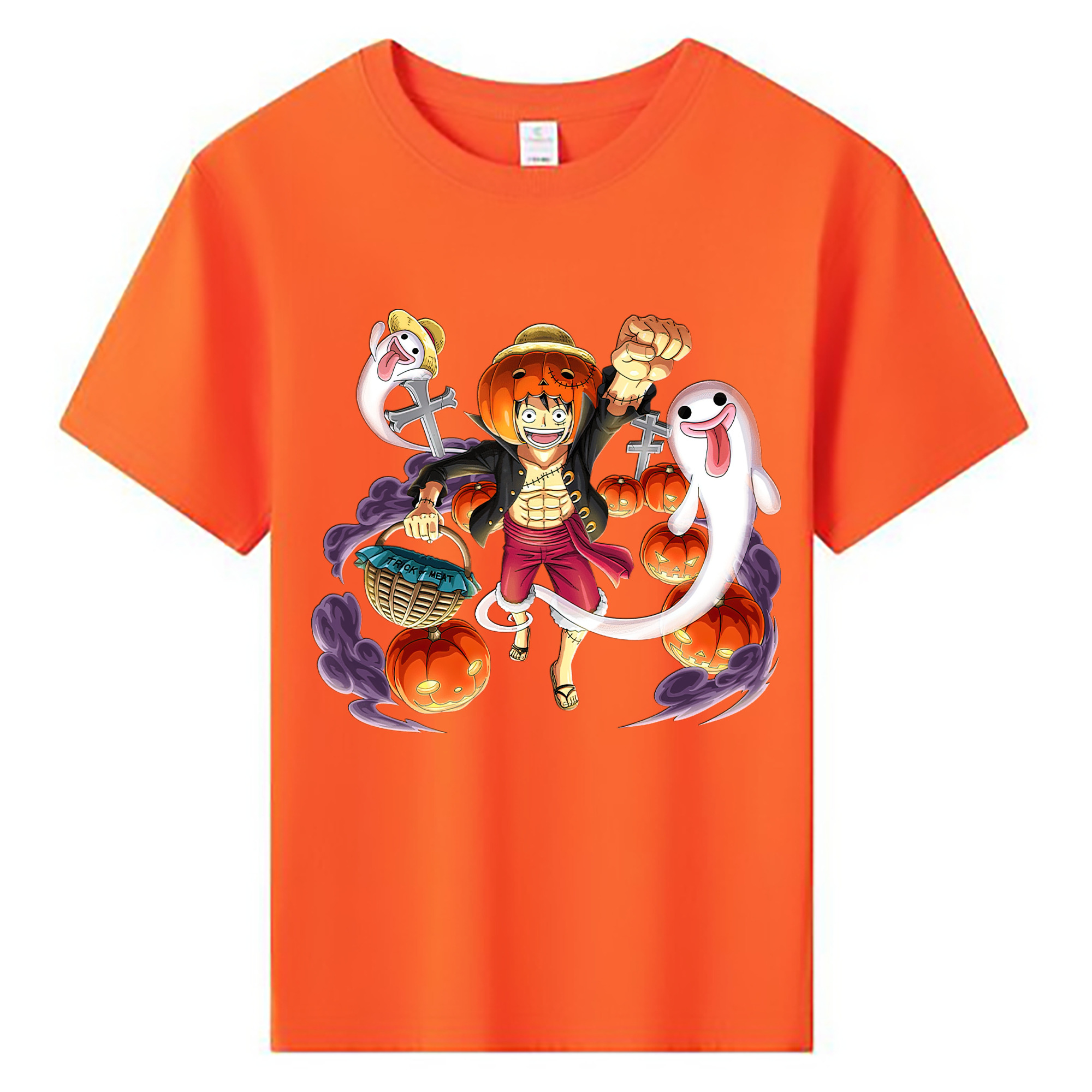 ワンピース モンキー・D・ルフィ ONE PIECE Monkey D. Luffy 綿100％キッズTシャツ（フロントプリント）