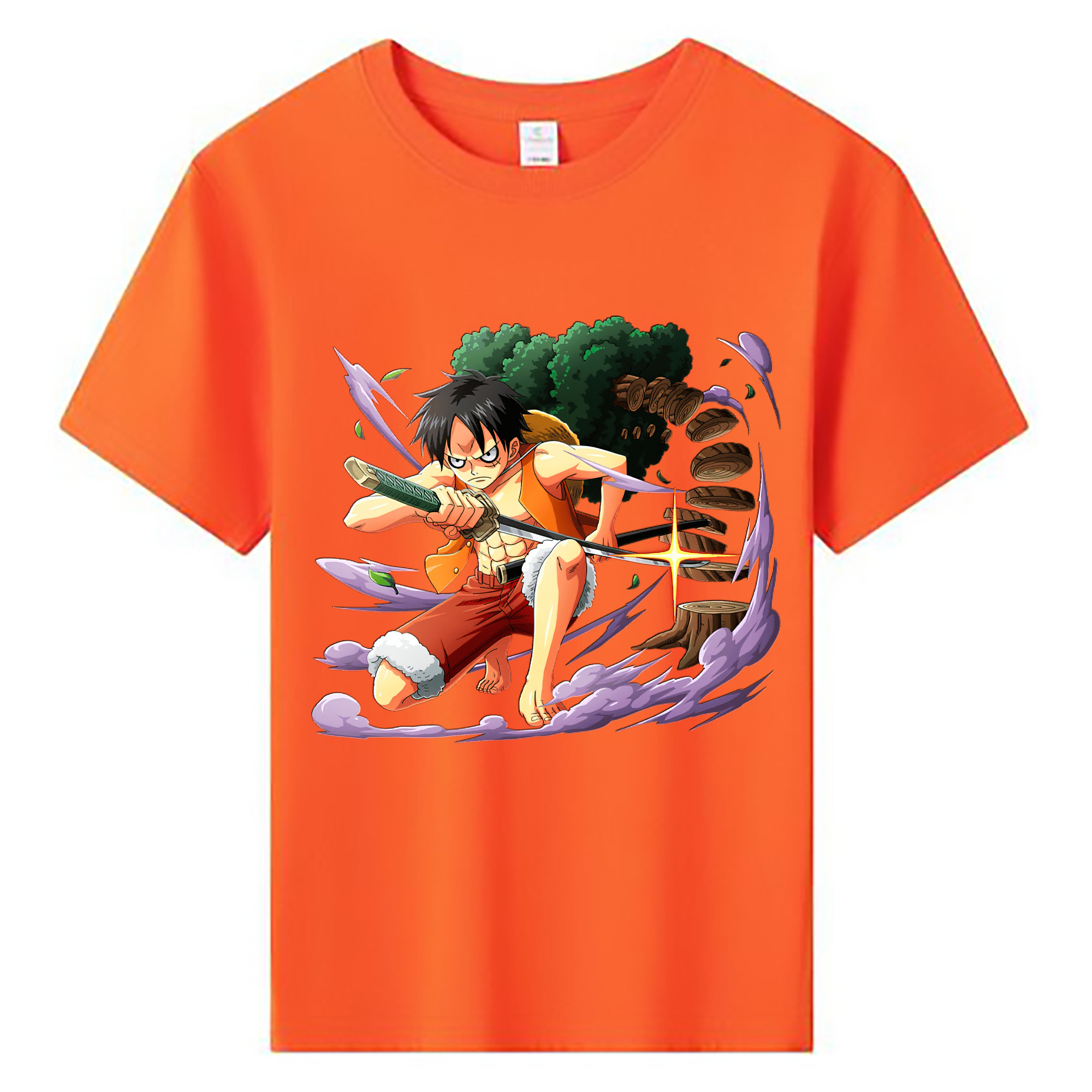 ワンピース モンキー・D・ルフィ ONE PIECE Monkey D. Luffy 綿100％キッズTシャツ（フロントプリント）