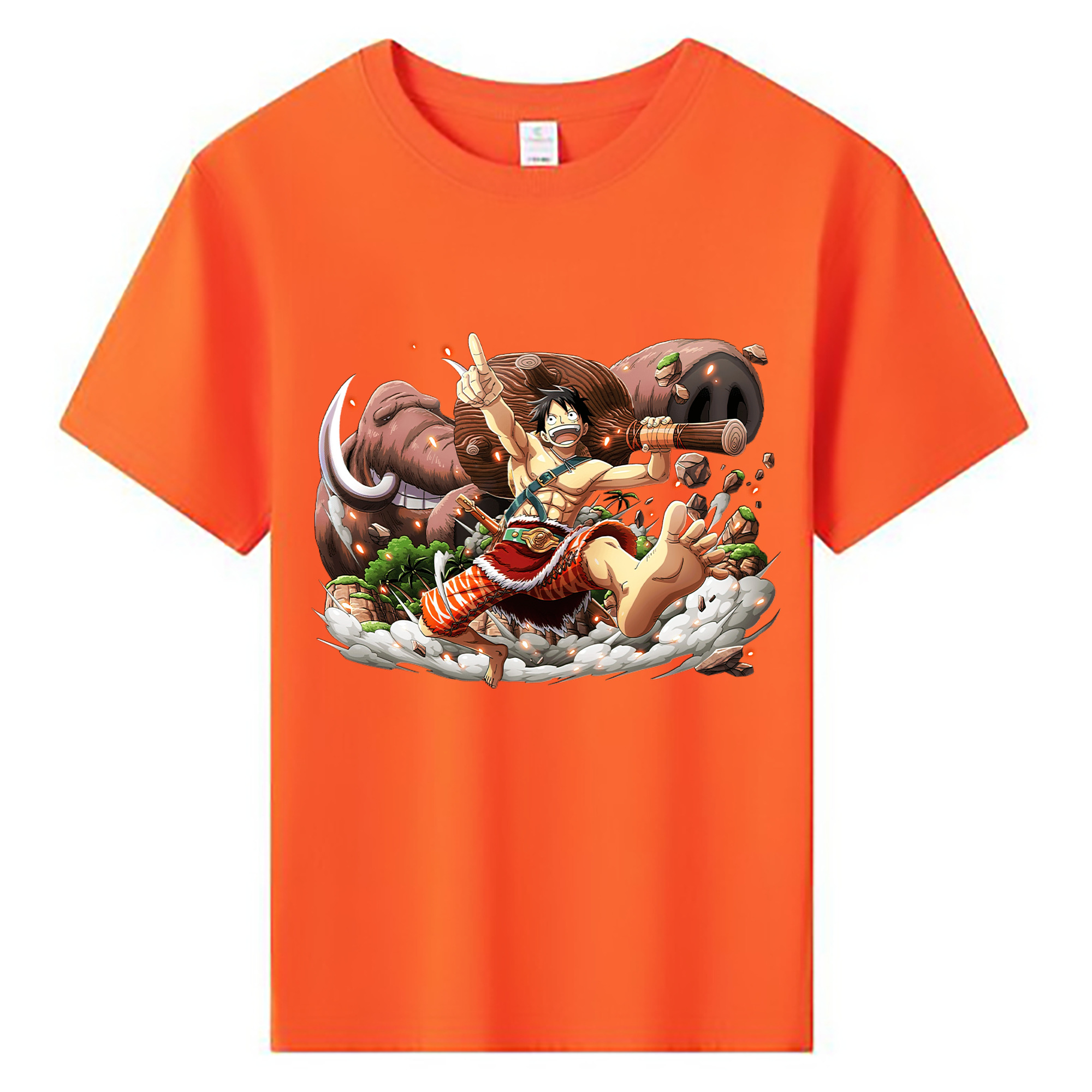 ワンピース モンキー・D・ルフィ ONE PIECE Monkey D. Luffy 綿100％キッズTシャツ（フロントプリント）