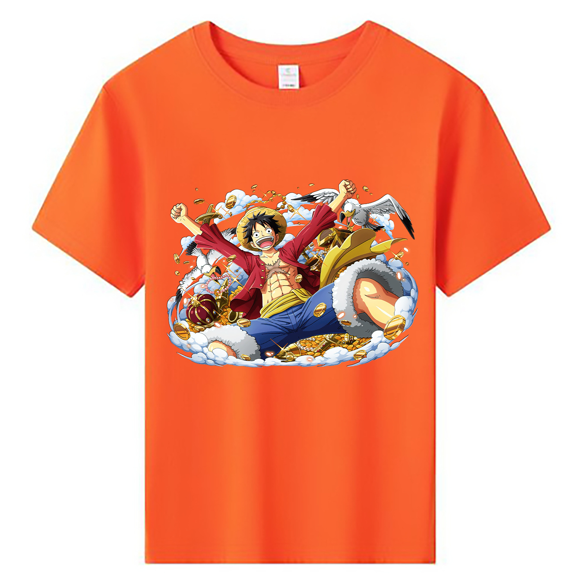ワンピース モンキー・D・ルフィ ONE PIECE Monkey D. Luffy 綿100％キッズTシャツ（フロントプリント）