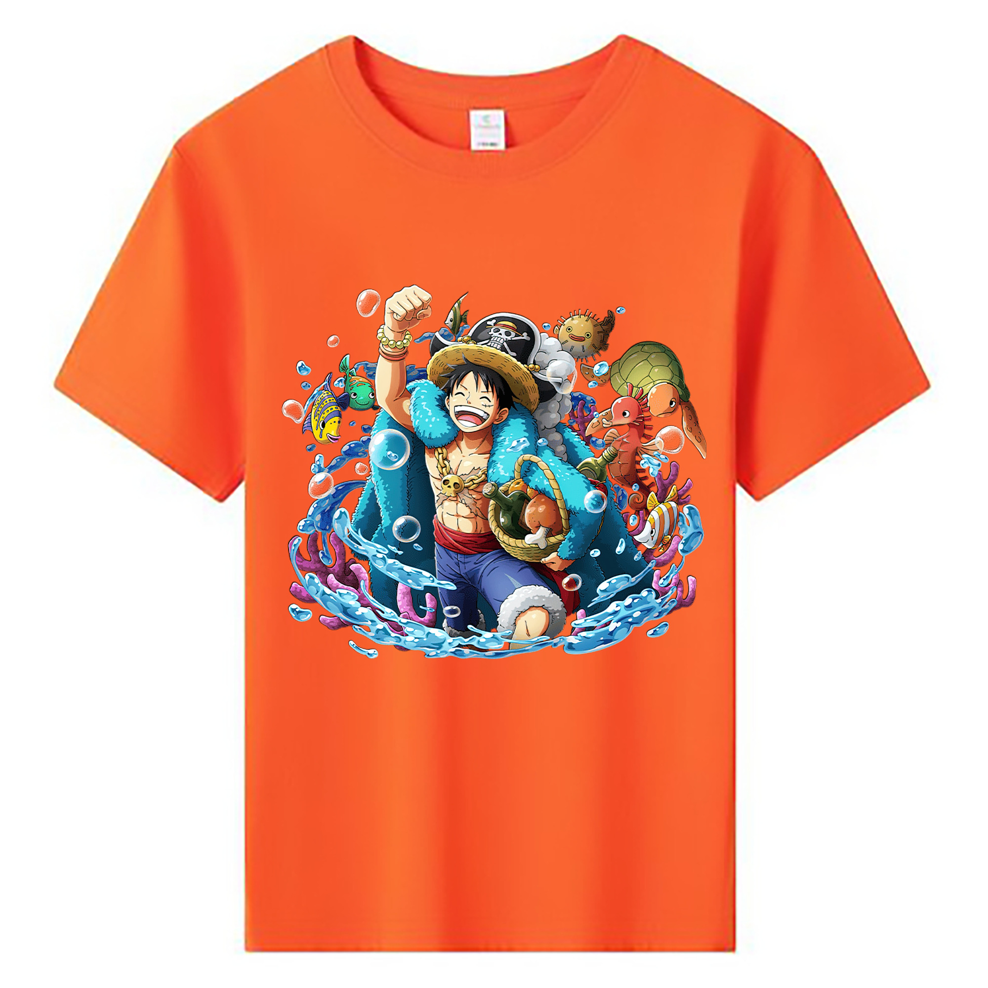 ワンピース モンキー・D・ルフィ ONE PIECE Monkey D. Luffy 綿100％キッズTシャツ（フロントプリント）