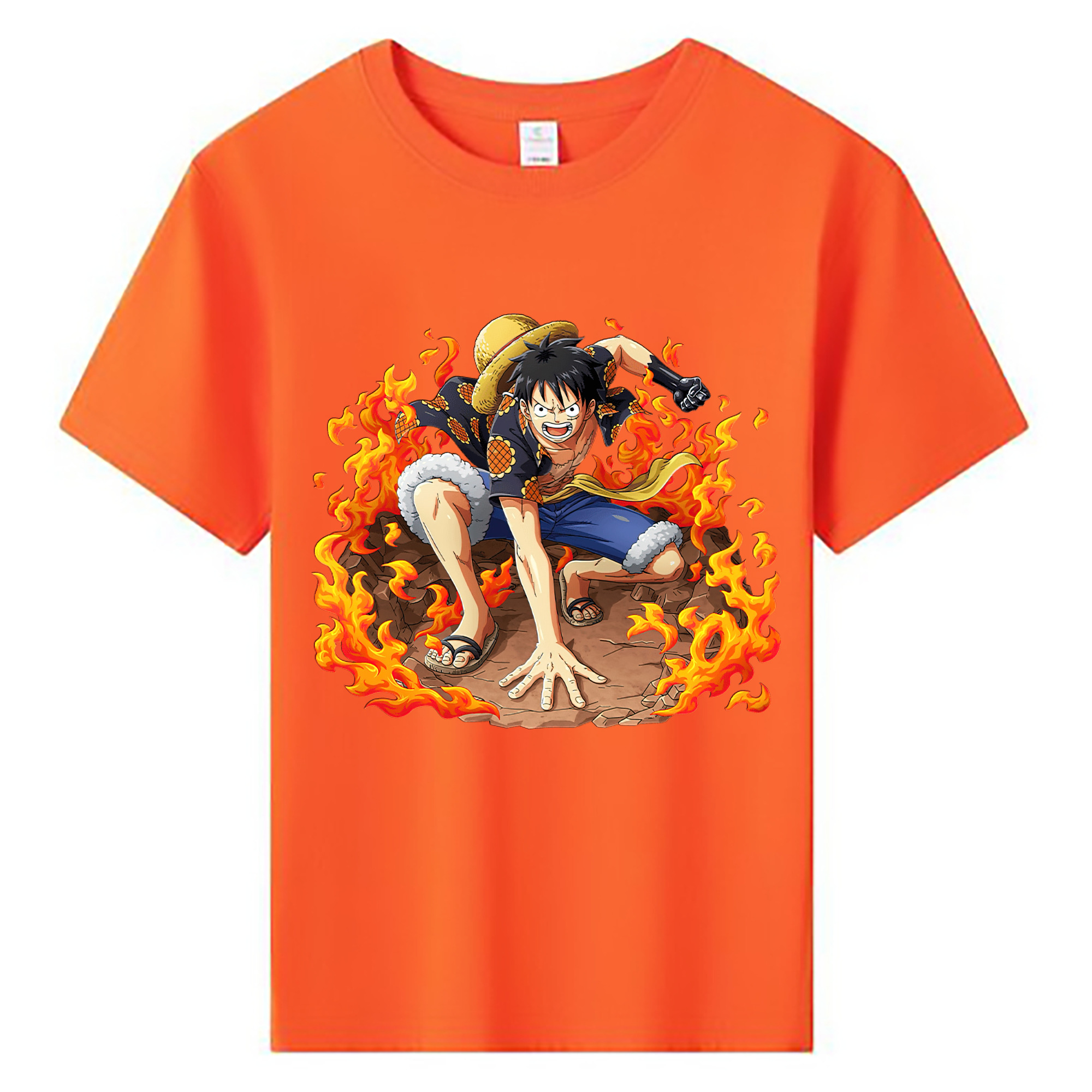 ワンピース モンキー・D・ルフィ ONE PIECE Monkey D. Luffy 綿100％キッズTシャツ（フロントプリント）