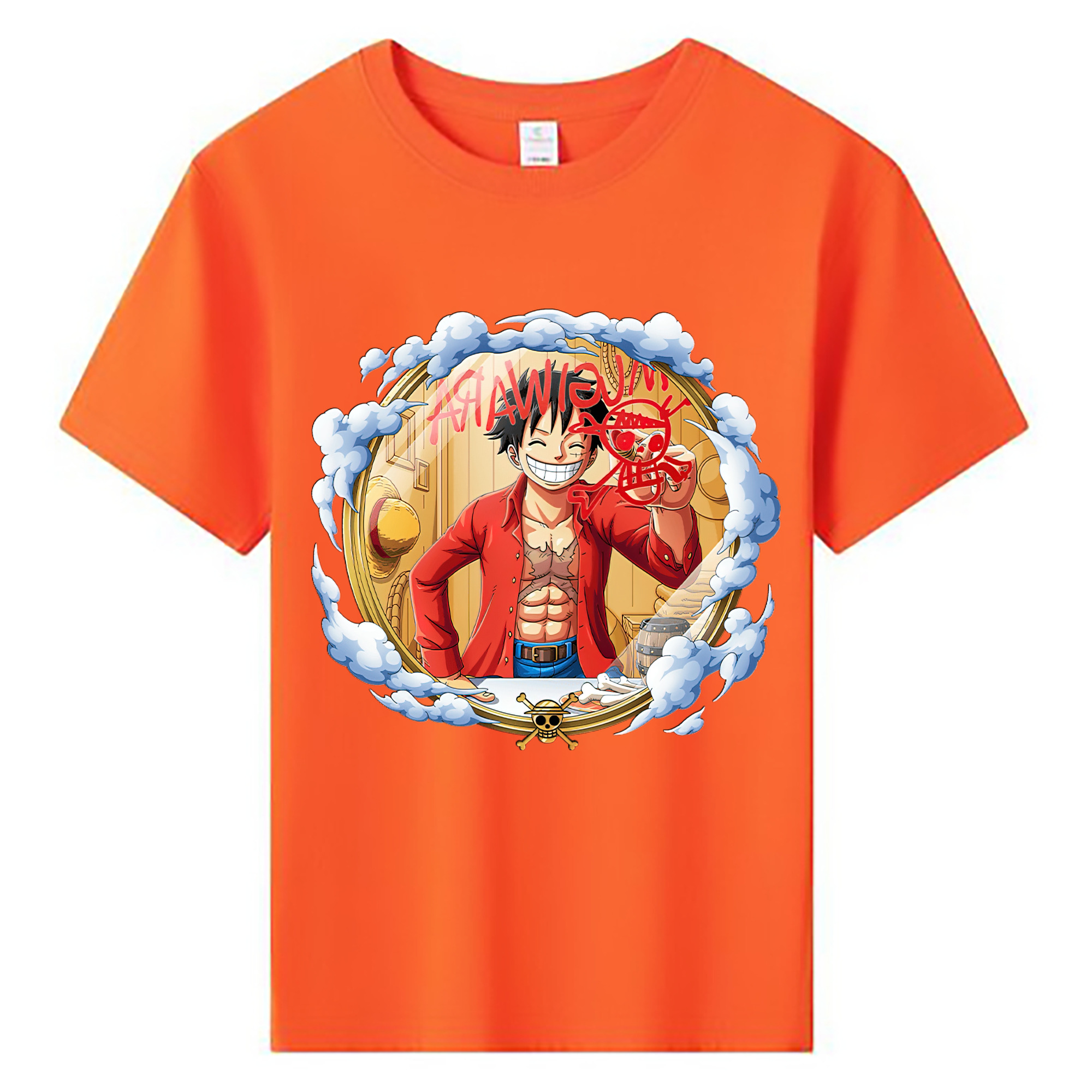 ワンピース モンキー・D・ルフィ ONE PIECE Monkey D. Luffy 綿100％キッズTシャツ（フロントプリント）