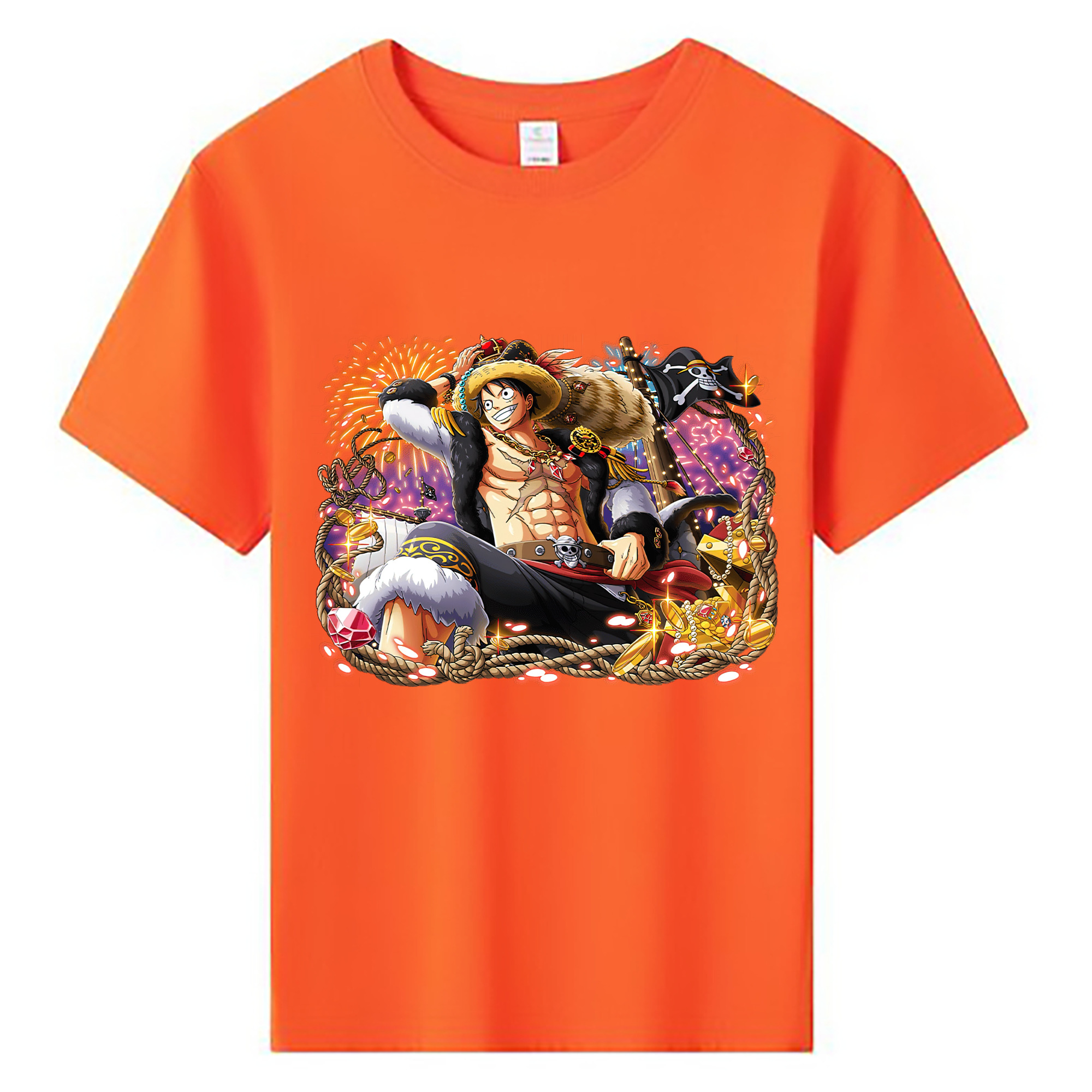 ワンピース モンキー・D・ルフィ ONE PIECE Monkey D. Luffy 綿100％キッズTシャツ（フロントプリント）