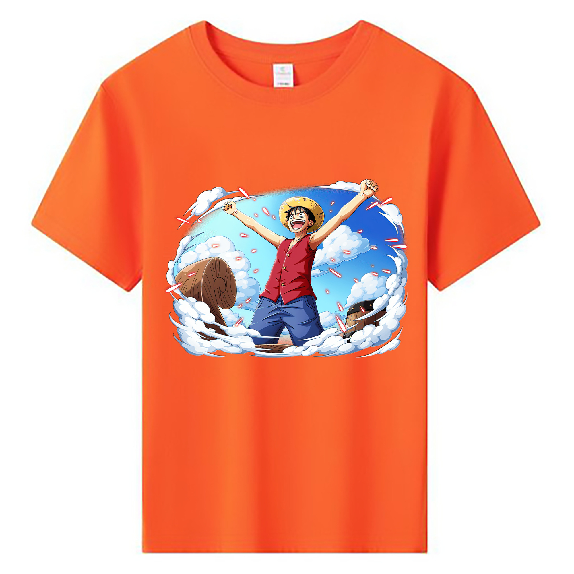 ワンピース モンキー・D・ルフィ ONE PIECE Monkey D. Luffy 綿100％キッズTシャツ（フロントプリント）