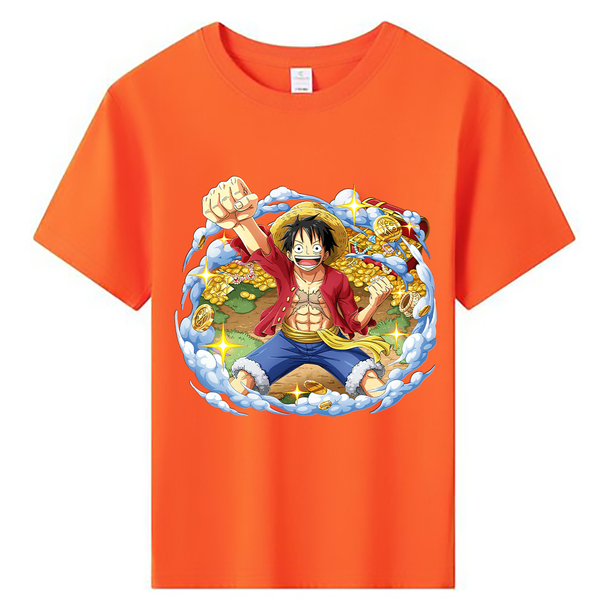 ワンピース モンキー・D・ルフィ ONE PIECE Monkey D. Luffy 綿100％キッズTシャツ（フロントプリント）