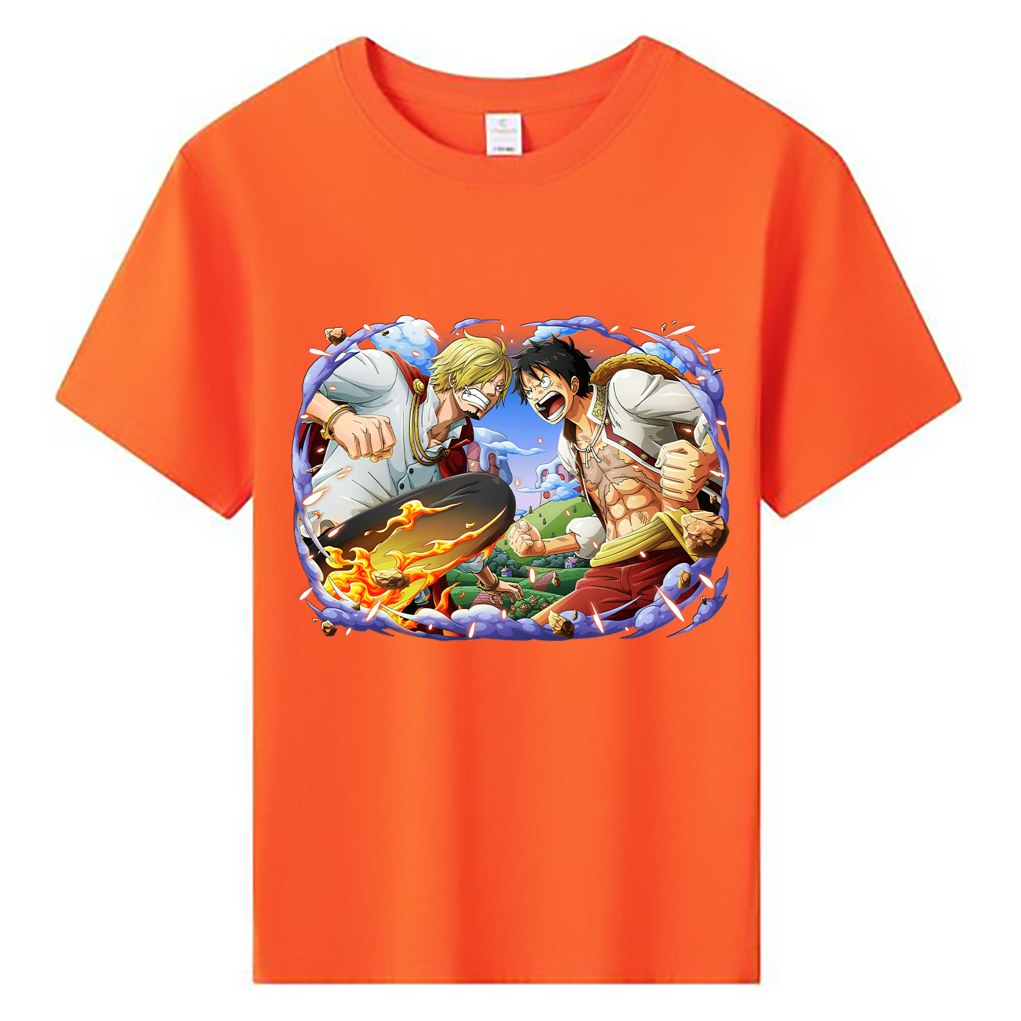 ワンピース モンキー・D・ルフィ ONE PIECE Monkey D. Luffy 綿100％キッズTシャツ（フロントプリント）