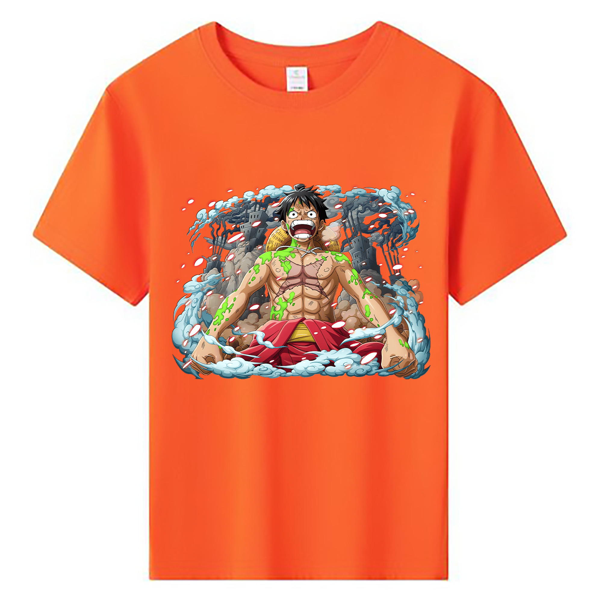 ワンピース モンキー・D・ルフィ ONE PIECE Monkey D. Luffy 綿100％キッズTシャツ（フロントプリント）