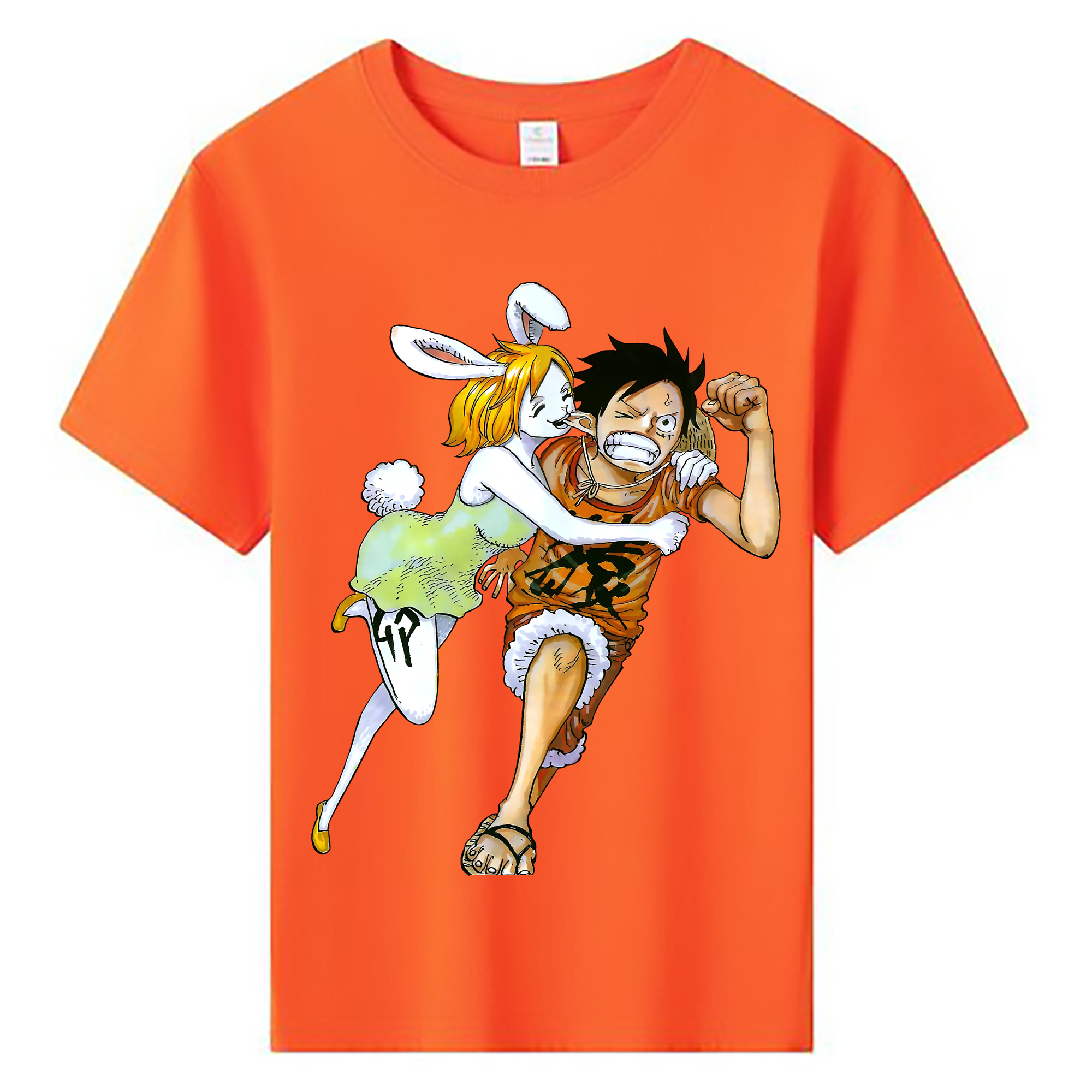 ワンピース モンキー・D・ルフィ ONE PIECE Monkey D. Luffy 綿100％キッズTシャツ（フロントプリント）