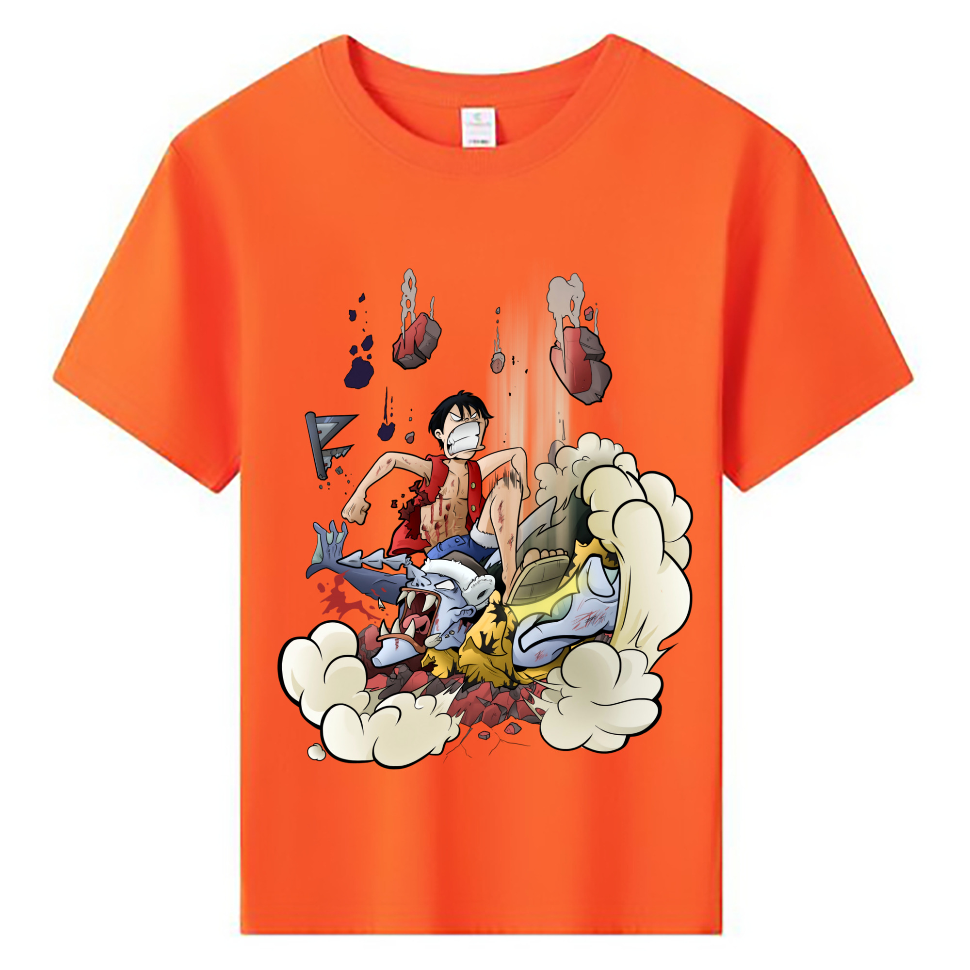 ワンピース モンキー・D・ルフィ ONE PIECE Monkey D. Luffy 綿100％キッズTシャツ（フロントプリント）