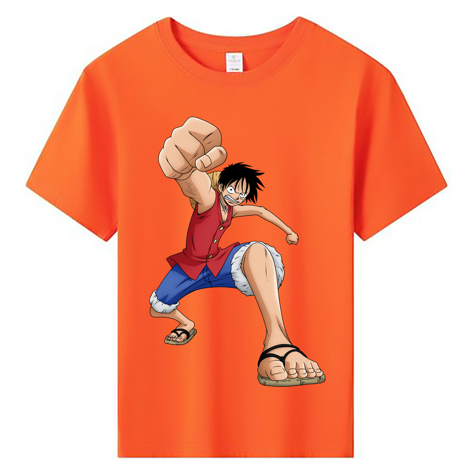 ワンピース モンキー・D・ルフィ ONE PIECE Monkey D. Luffy 綿100％キッズTシャツ（フロントプリント）