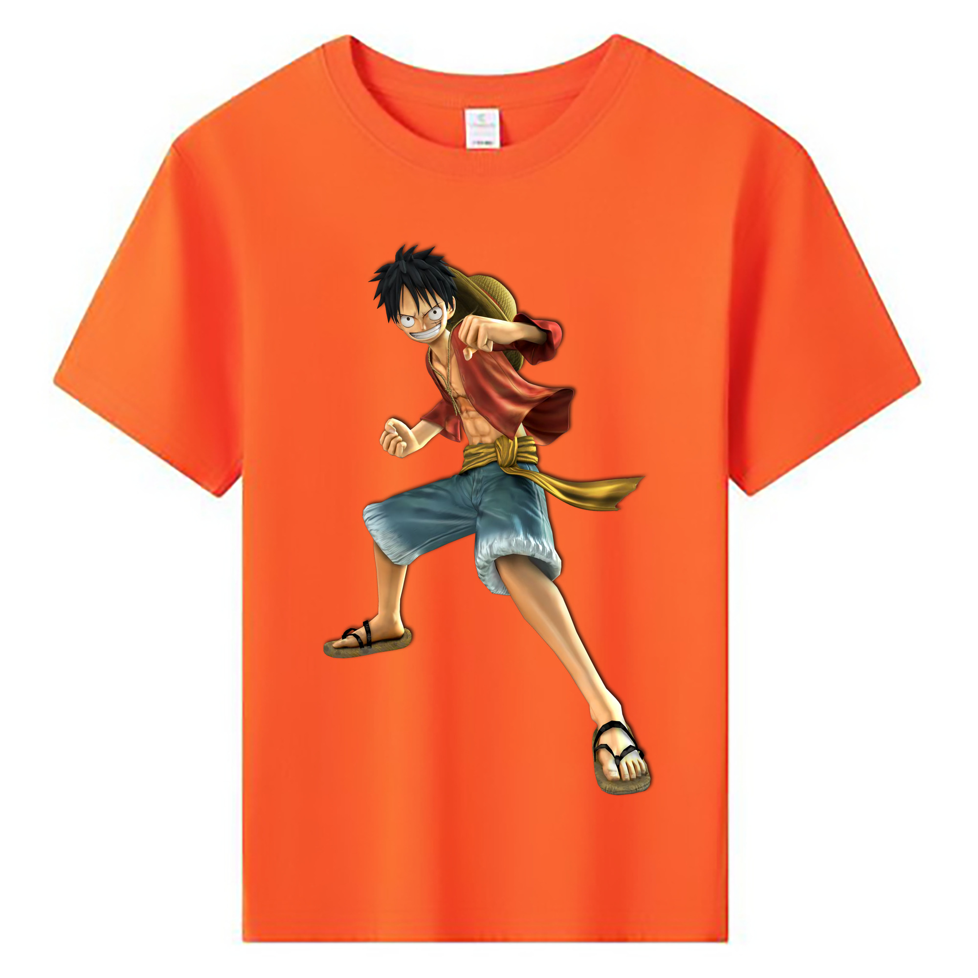 ワンピース モンキー・D・ルフィ ONE PIECE Monkey D. Luffy 綿100％キッズTシャツ（フロントプリント）