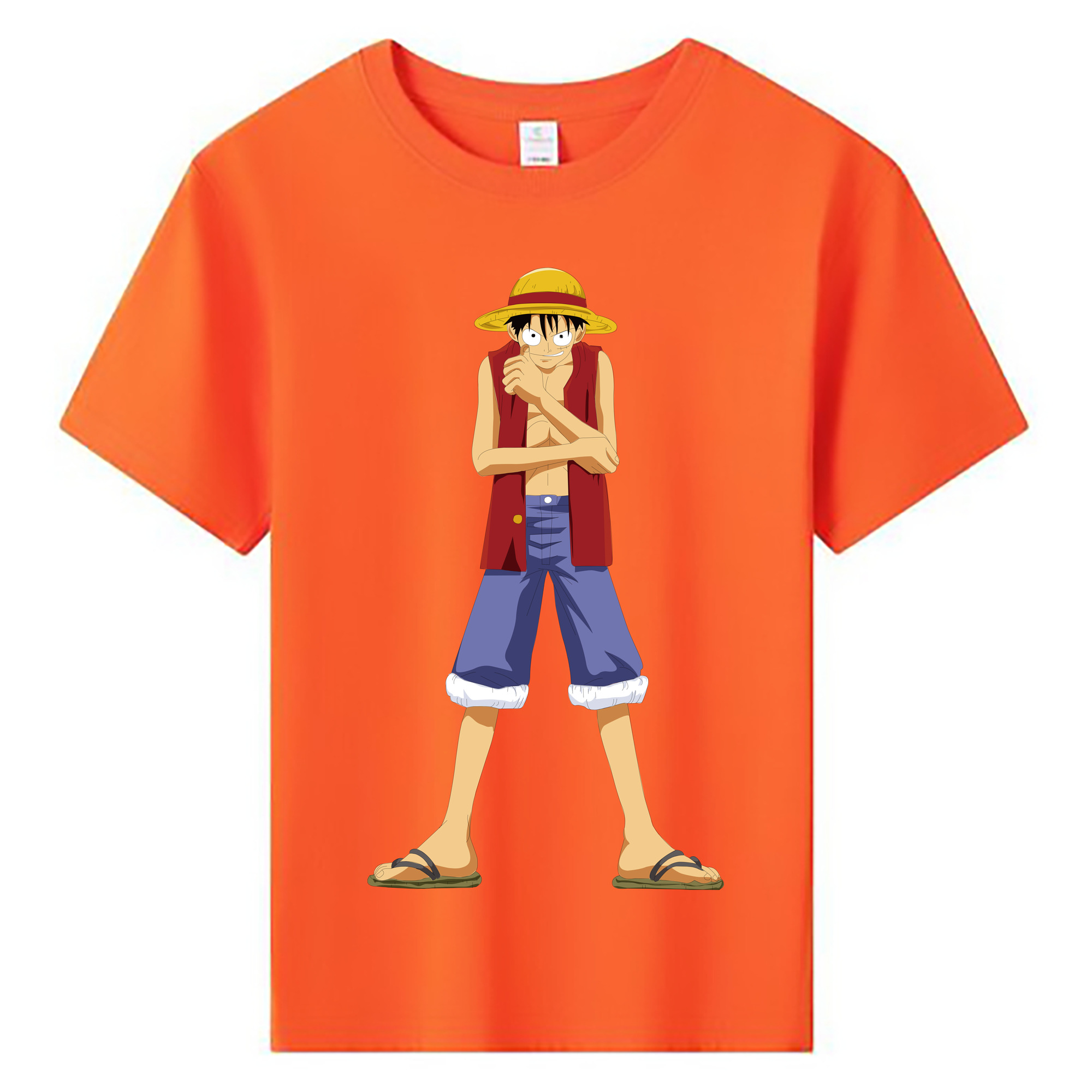 ワンピース モンキー・D・ルフィ ONE PIECE Monkey D. Luffy 綿100％キッズTシャツ（フロントプリント）