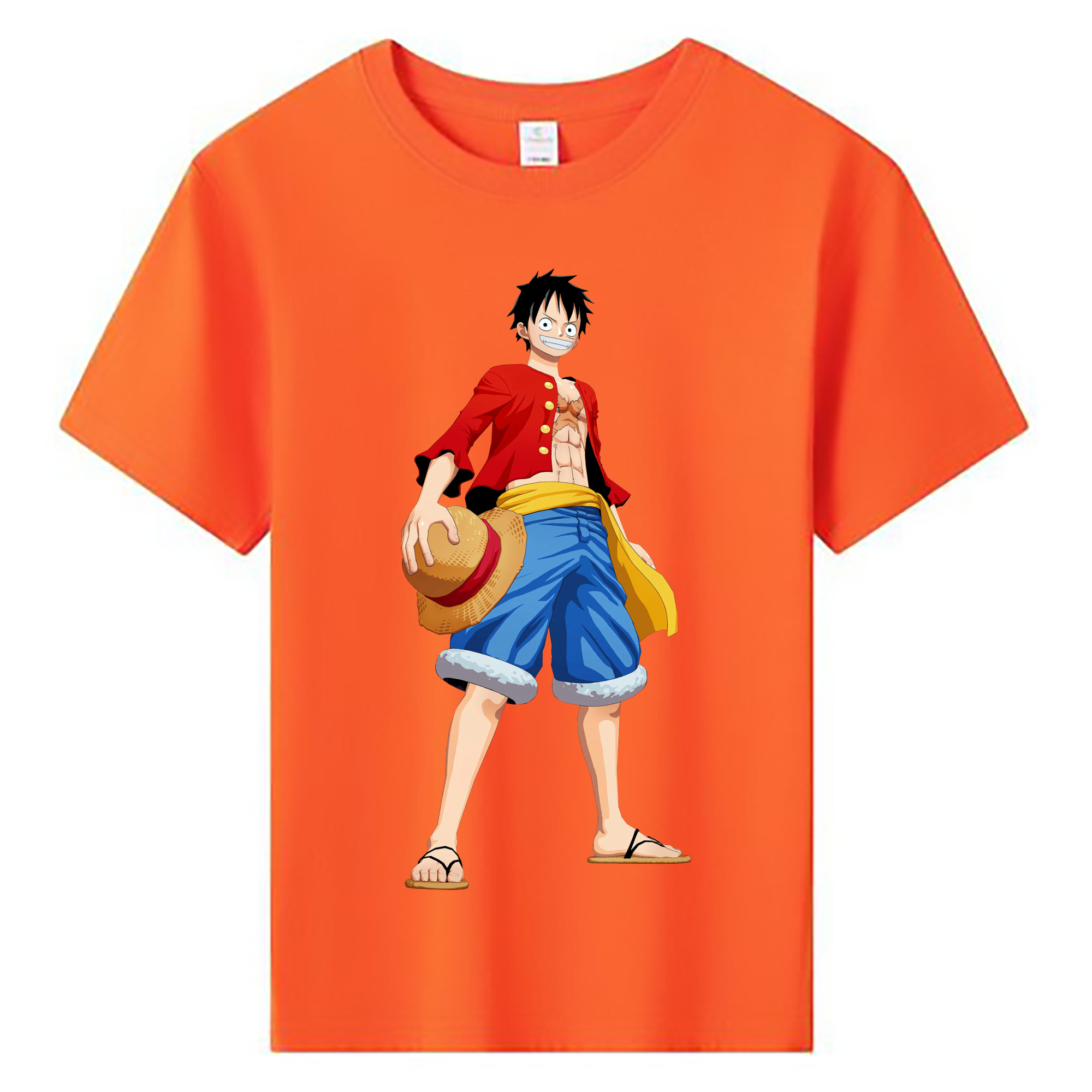 ワンピース モンキー・D・ルフィ ONE PIECE Monkey D. Luffy 綿100％キッズTシャツ（フロントプリント）