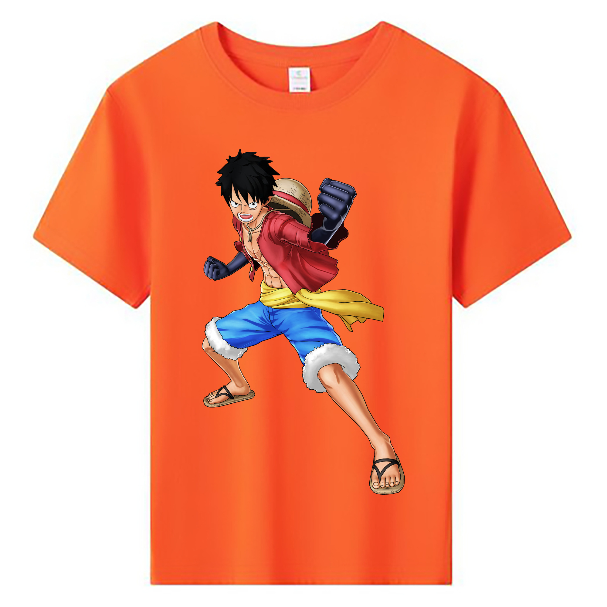 ワンピース モンキー・D・ルフィ ONE PIECE Monkey D. Luffy 綿100％キッズTシャツ（フロントプリント）