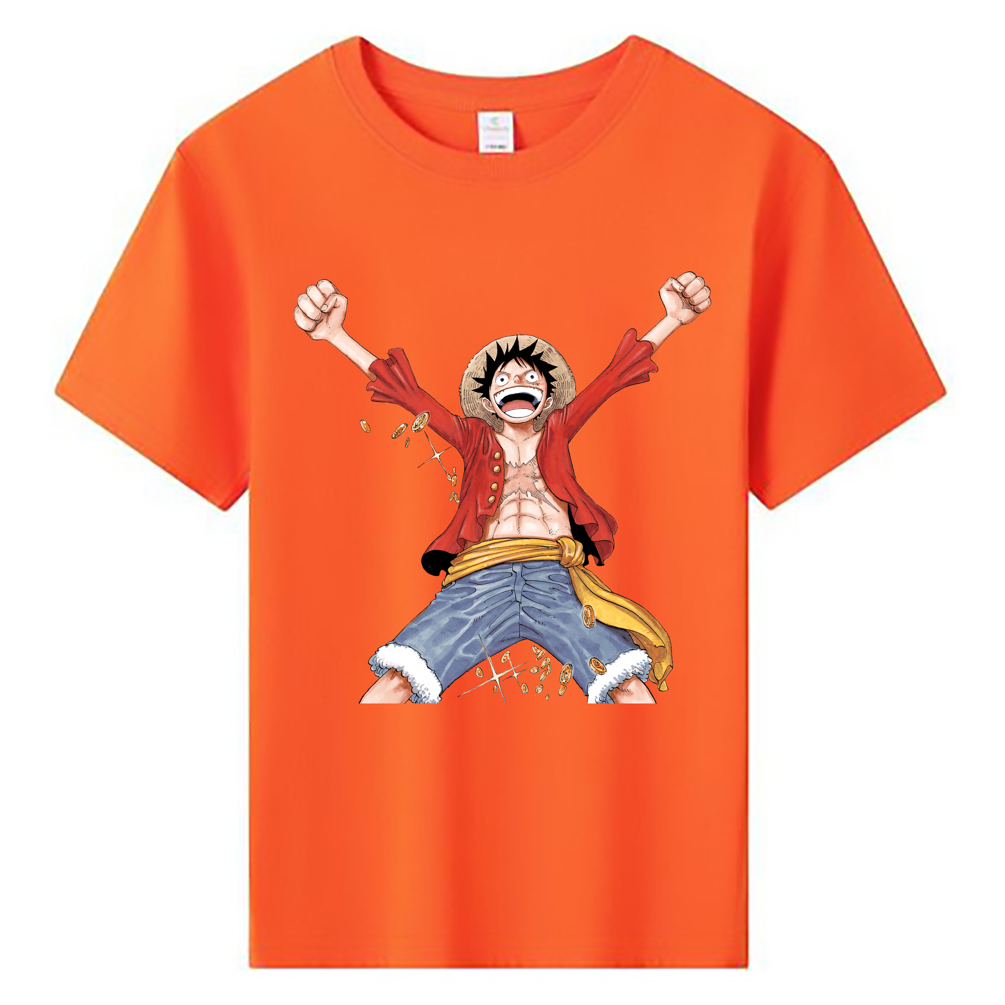 ワンピース モンキー・D・ルフィ ONE PIECE Monkey D. Luffy 綿100％キッズTシャツ（フロントプリント）