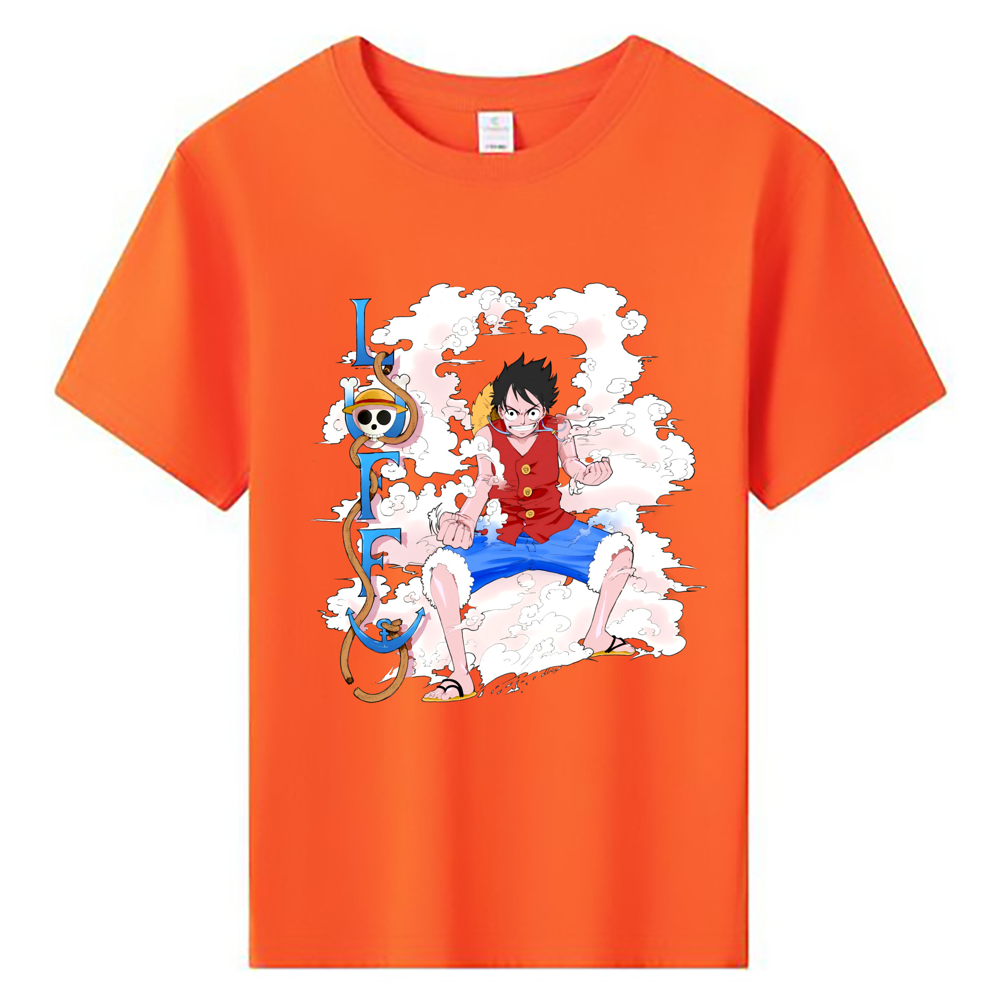 ワンピース モンキー・D・ルフィ ONE PIECE Monkey D. Luffy 綿100％キッズTシャツ（フロントプリント）
