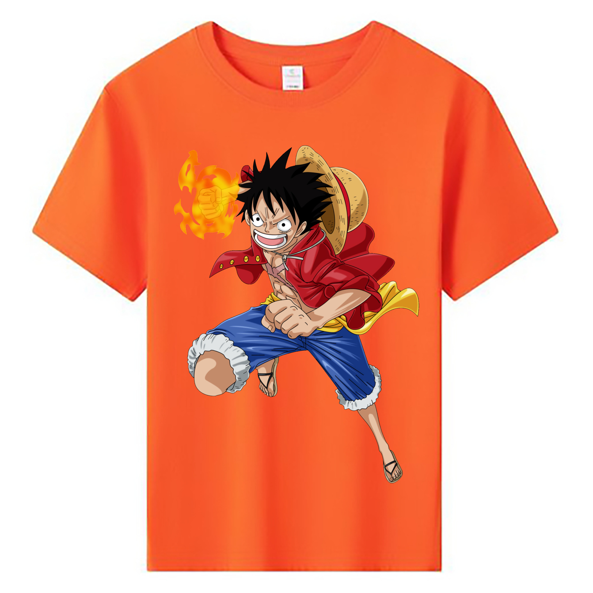 ワンピース モンキー・D・ルフィ ONE PIECE Monkey D. Luffy 綿100％キッズTシャツ（フロントプリント）