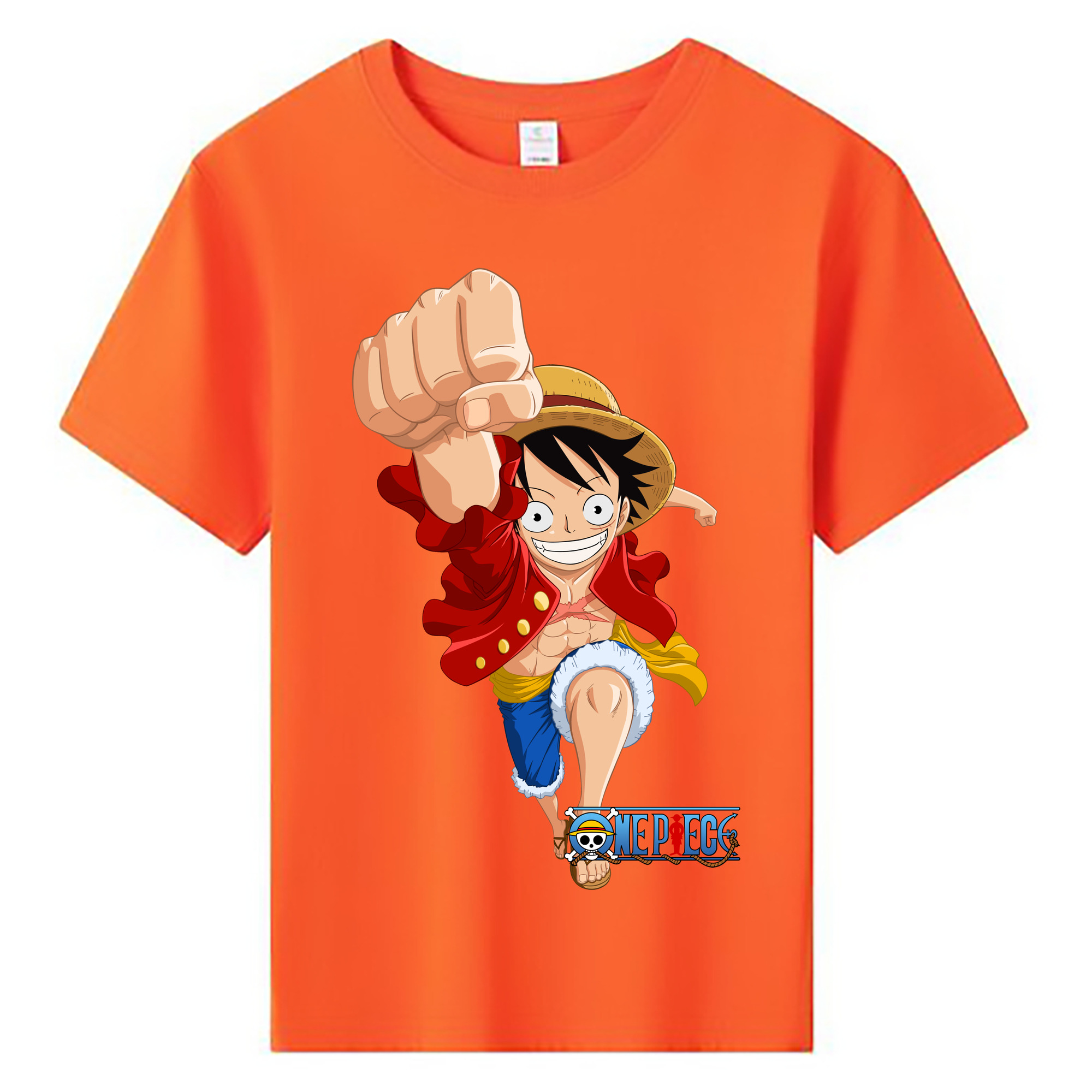 ワンピース モンキー・D・ルフィ ONE PIECE Monkey D. Luffy 綿100％キッズTシャツ（フロントプリント）