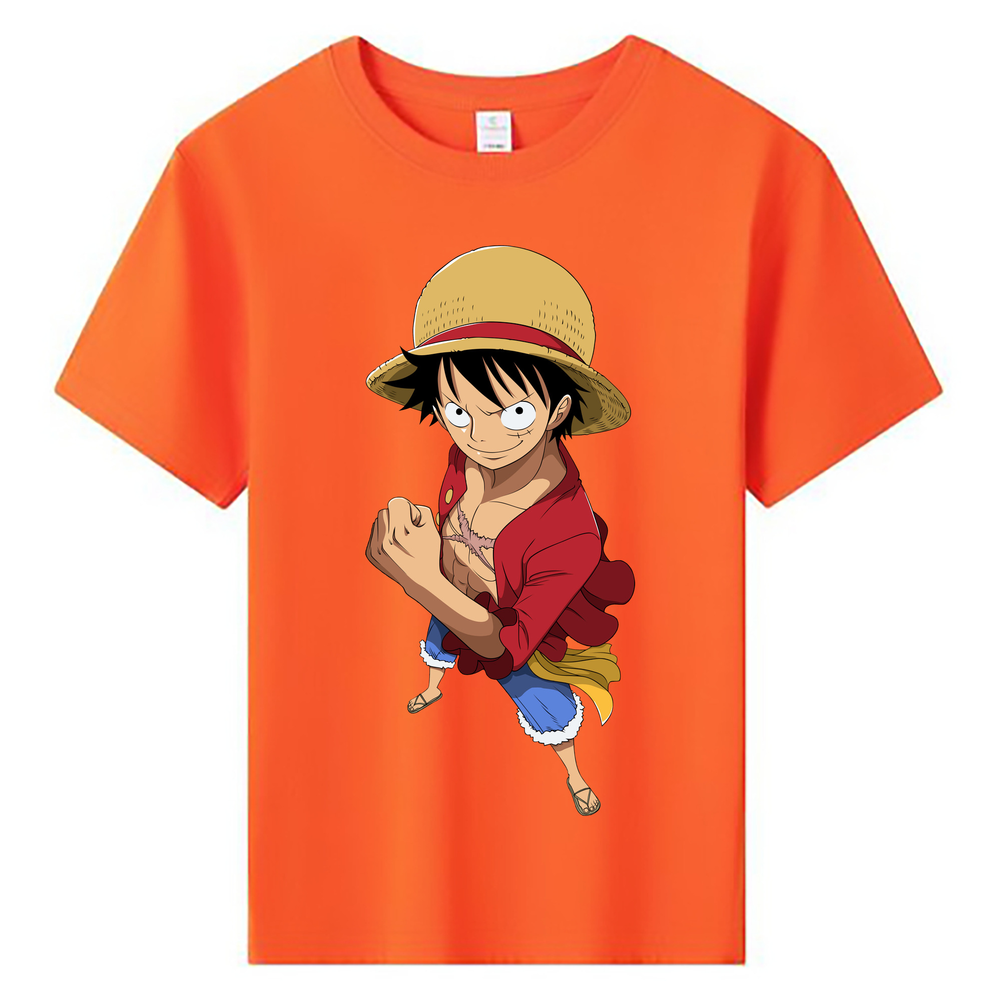 ワンピース モンキー・D・ルフィ ONE PIECE Monkey D. Luffy 綿100％キッズTシャツ（フロントプリント）