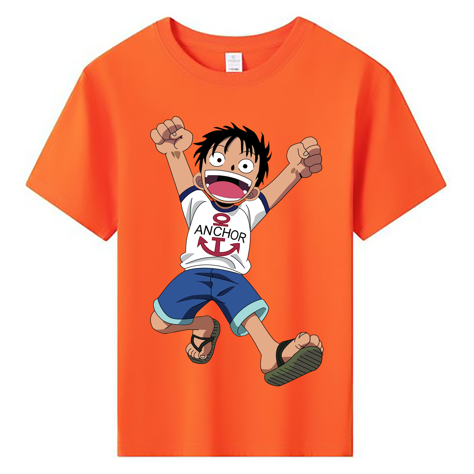 ワンピース モンキー・D・ルフィ ONE PIECE Monkey D. Luffy 綿100％キッズTシャツ（フロントプリント）
