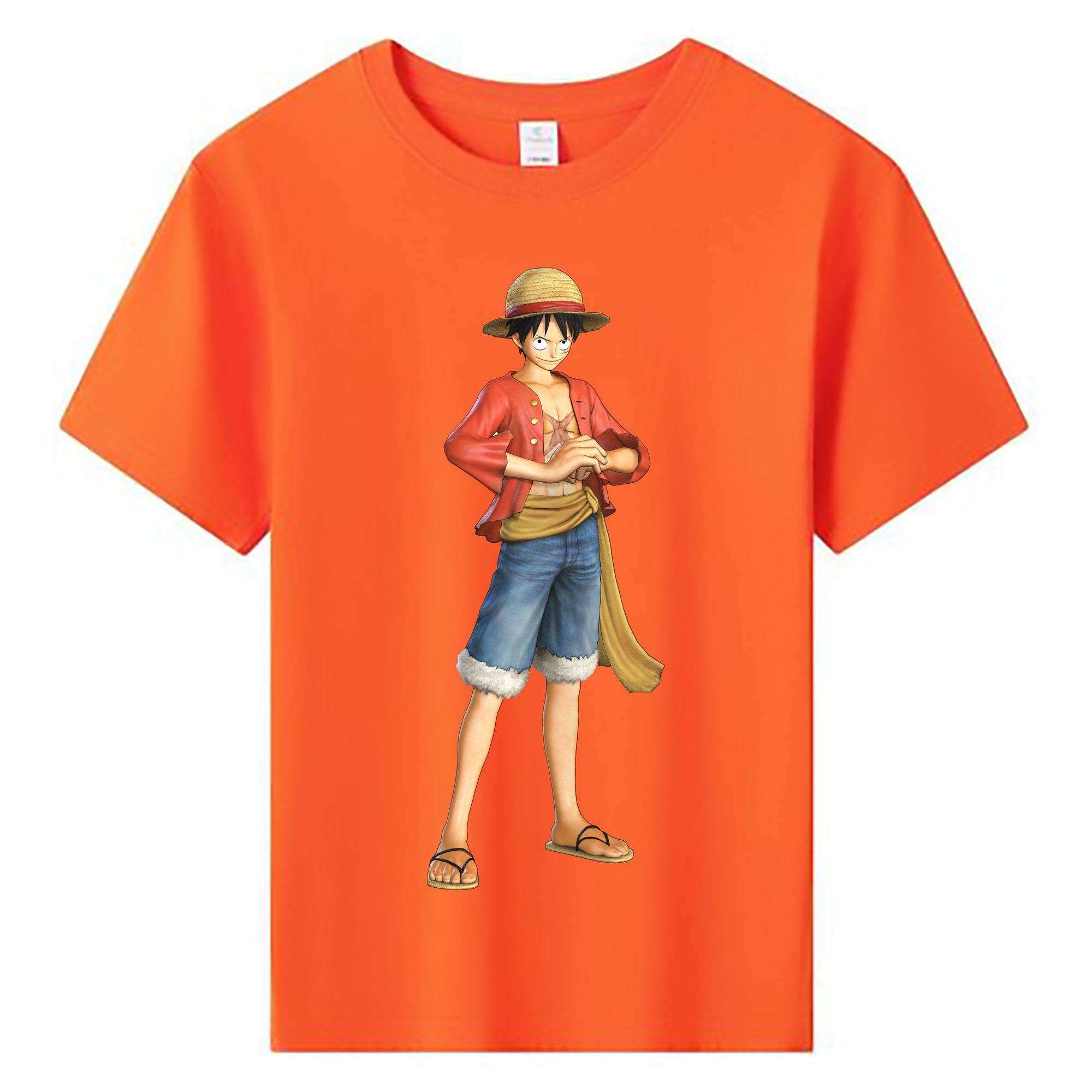 ワンピース モンキー・D・ルフィ ONE PIECE Monkey D. Luffy 綿100％キッズTシャツ（フロントプリント）