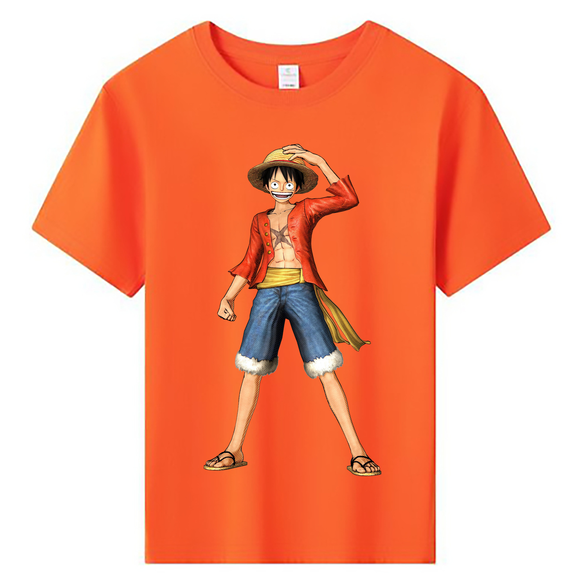 ワンピース モンキー・D・ルフィ ONE PIECE Monkey D. Luffy 綿100％キッズTシャツ（フロントプリント）