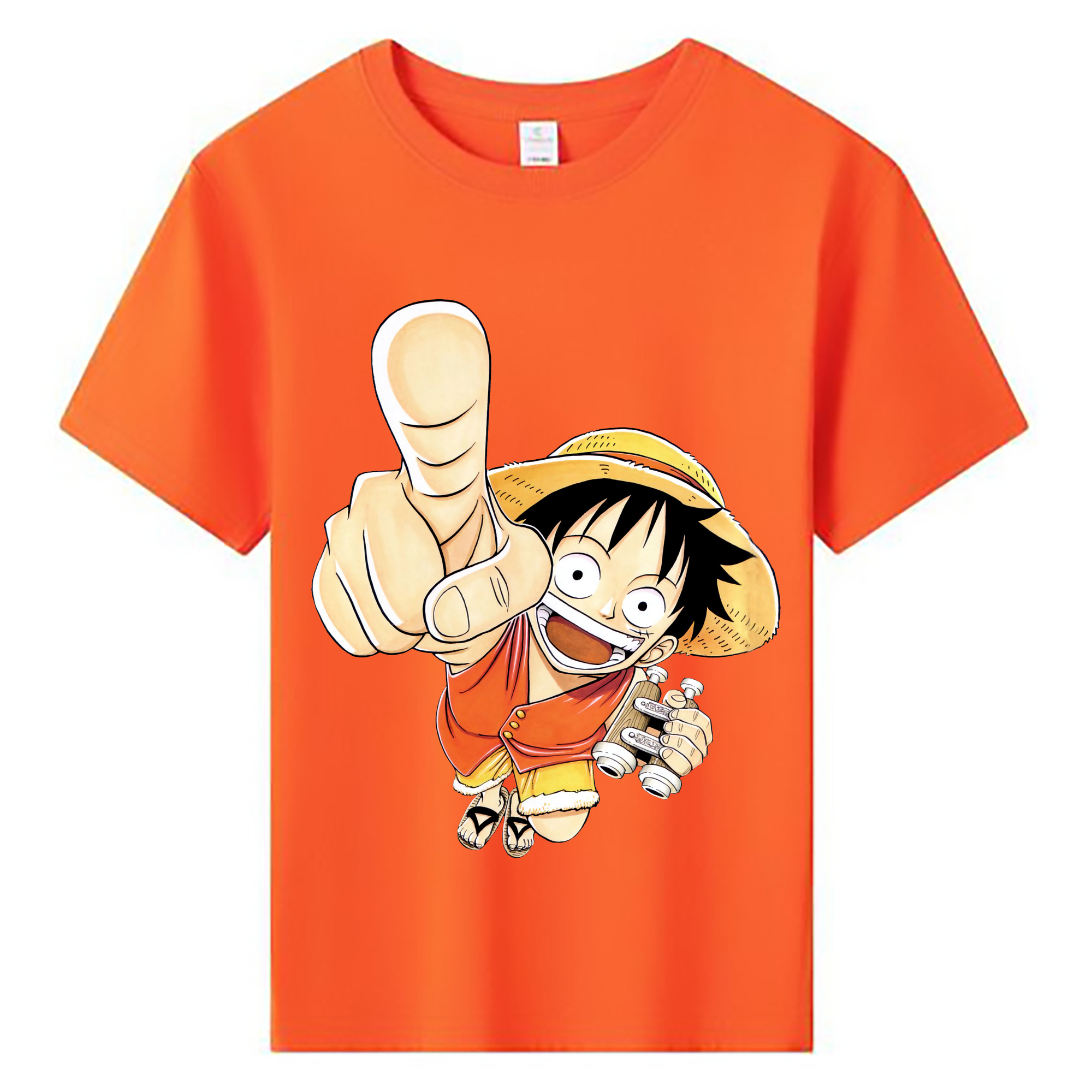 ワンピース モンキー・D・ルフィ ONE PIECE Monkey D. Luffy 綿100％キッズTシャツ（フロントプリント）