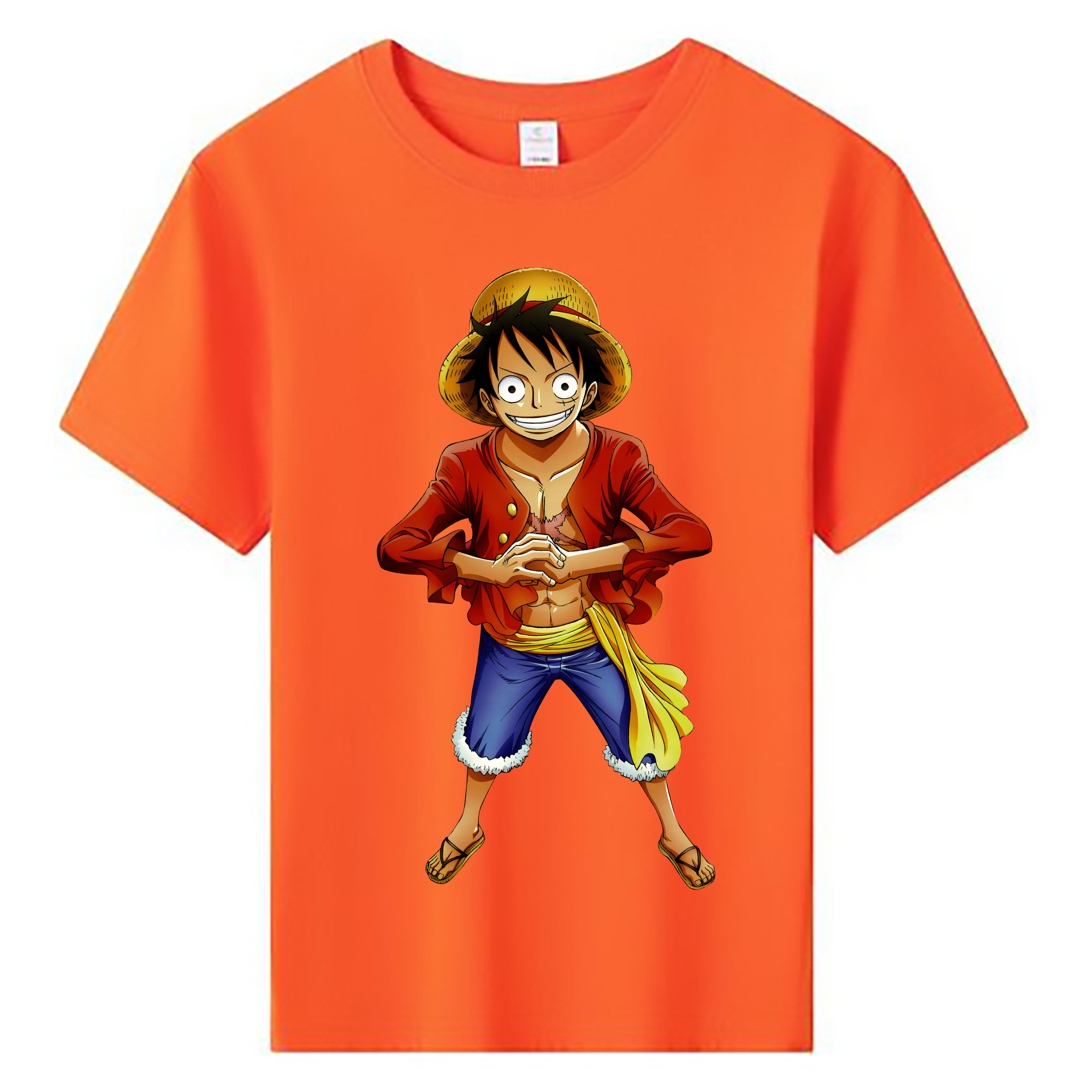 ワンピース モンキー・D・ルフィ ONE PIECE Monkey D. Luffy 綿100％キッズTシャツ（フロントプリント）