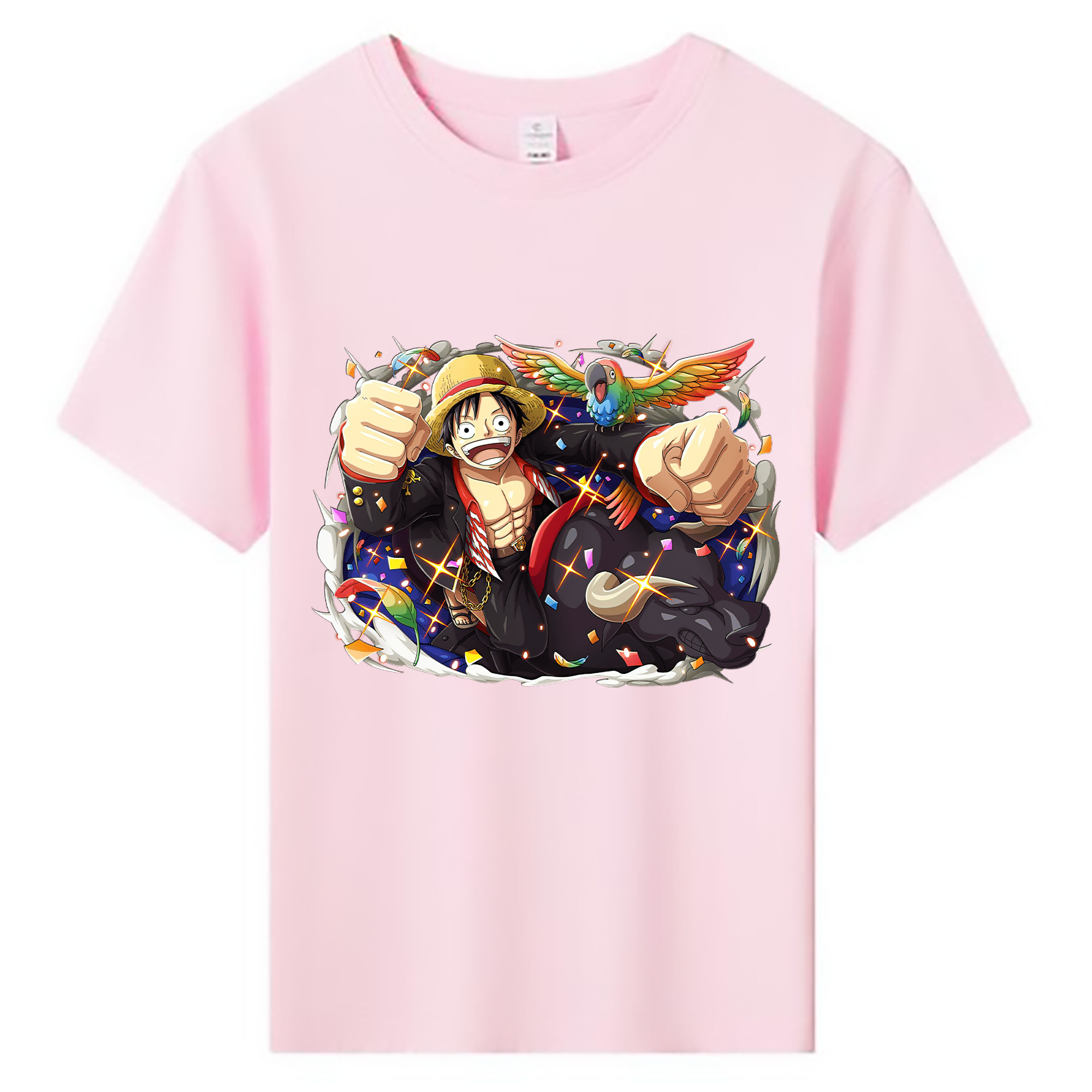 ワンピース モンキー・D・ルフィ ONE PIECE Monkey D. Luffy 綿100％キッズTシャツ（フロントプリント）