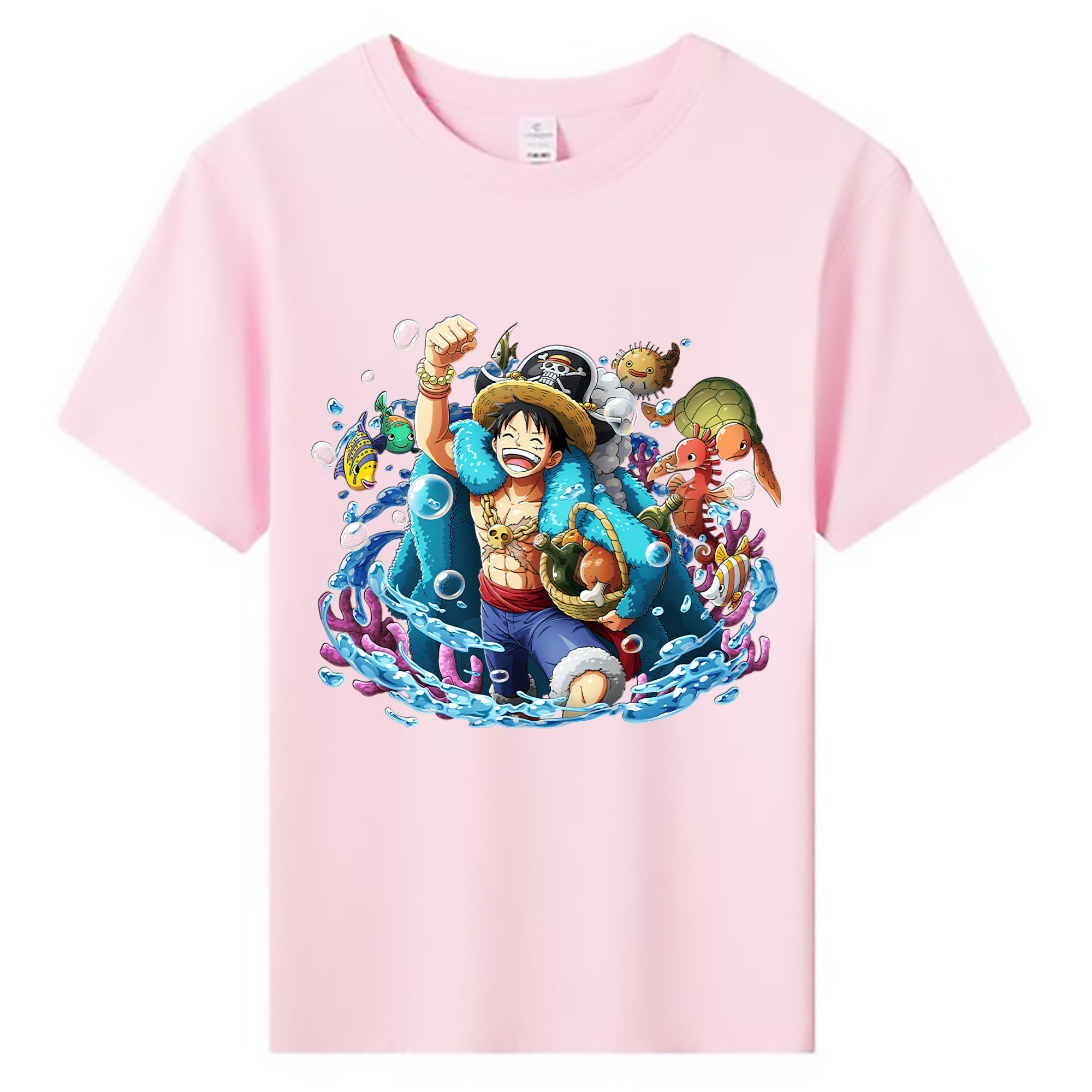 ワンピース モンキー・D・ルフィ ONE PIECE Monkey D. Luffy 綿100％キッズTシャツ（フロントプリント）