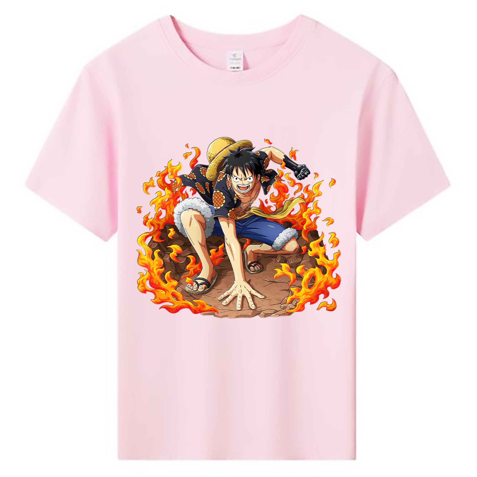 ワンピース モンキー・D・ルフィ ONE PIECE Monkey D. Luffy 綿100％キッズTシャツ（フロントプリント）