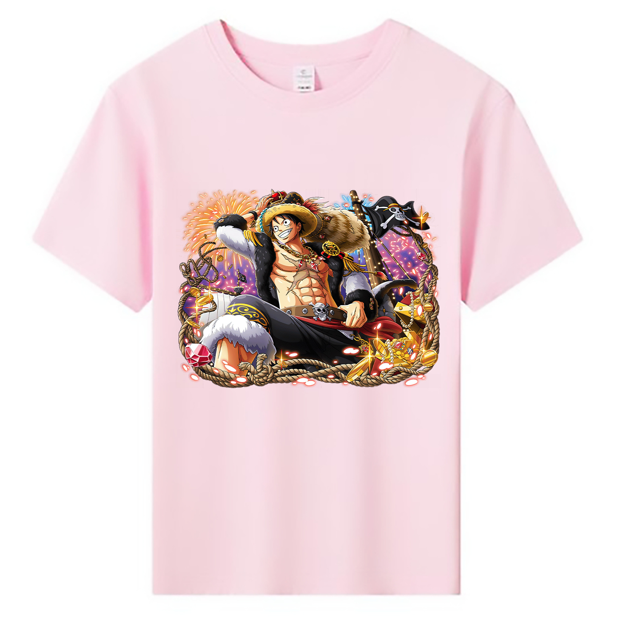 ワンピース モンキー・D・ルフィ ONE PIECE Monkey D. Luffy 綿100％キッズTシャツ（フロントプリント）