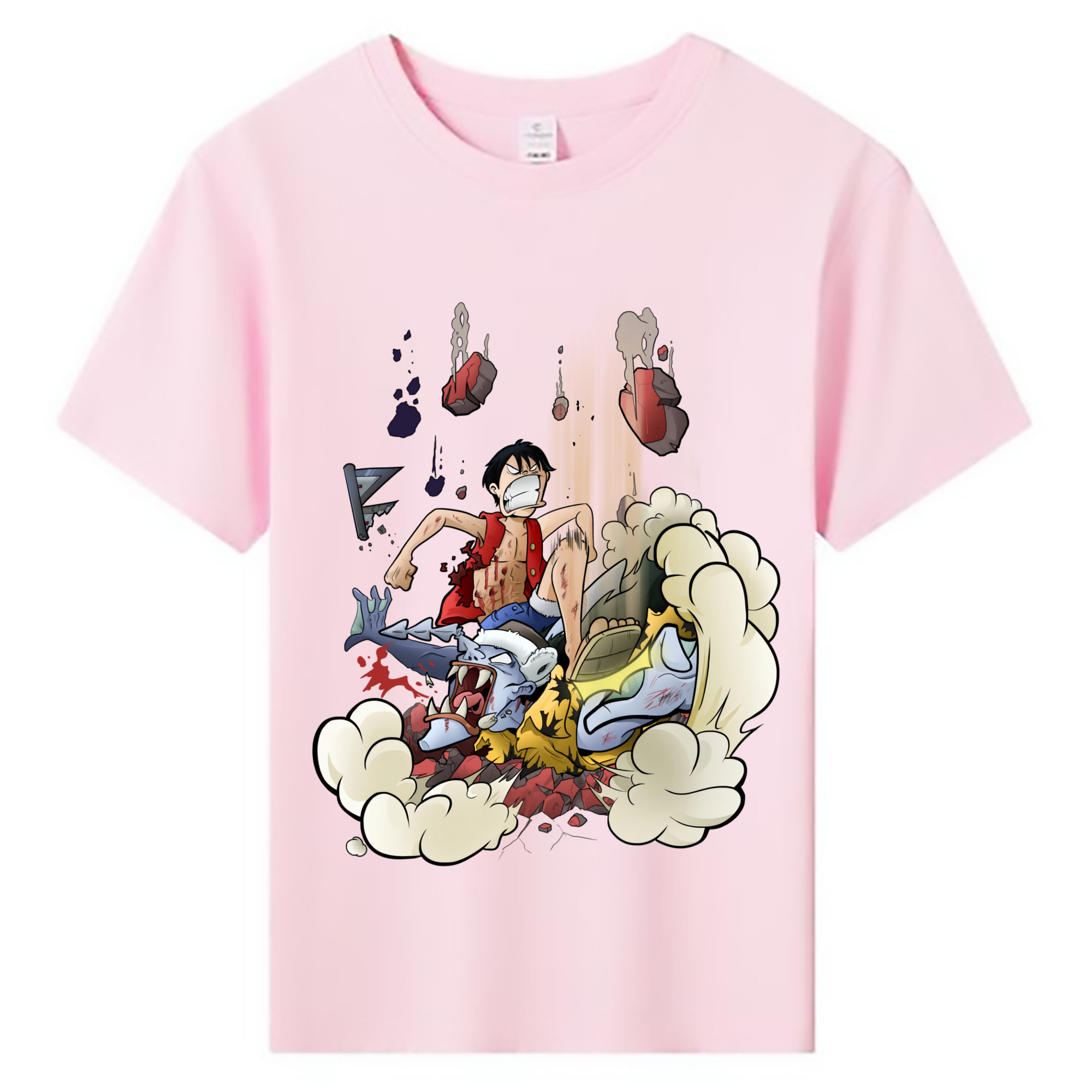 ワンピース モンキー・D・ルフィ ONE PIECE Monkey D. Luffy 綿100％キッズTシャツ（フロントプリント）