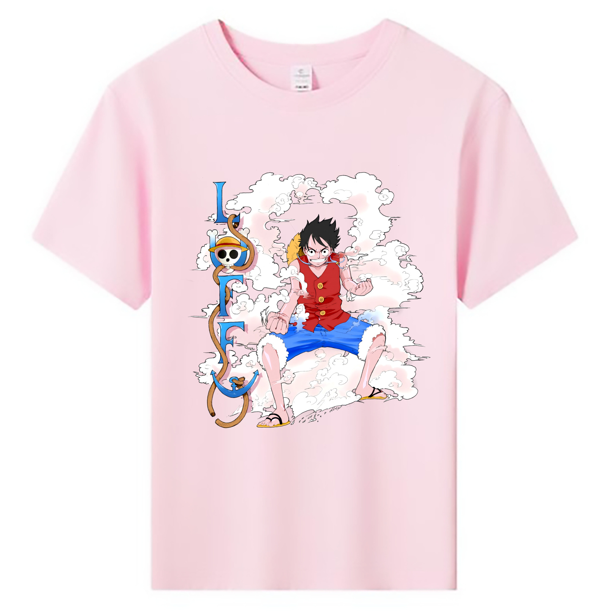 ワンピース モンキー・D・ルフィ ONE PIECE Monkey D. Luffy 綿100％キッズTシャツ（フロントプリント）