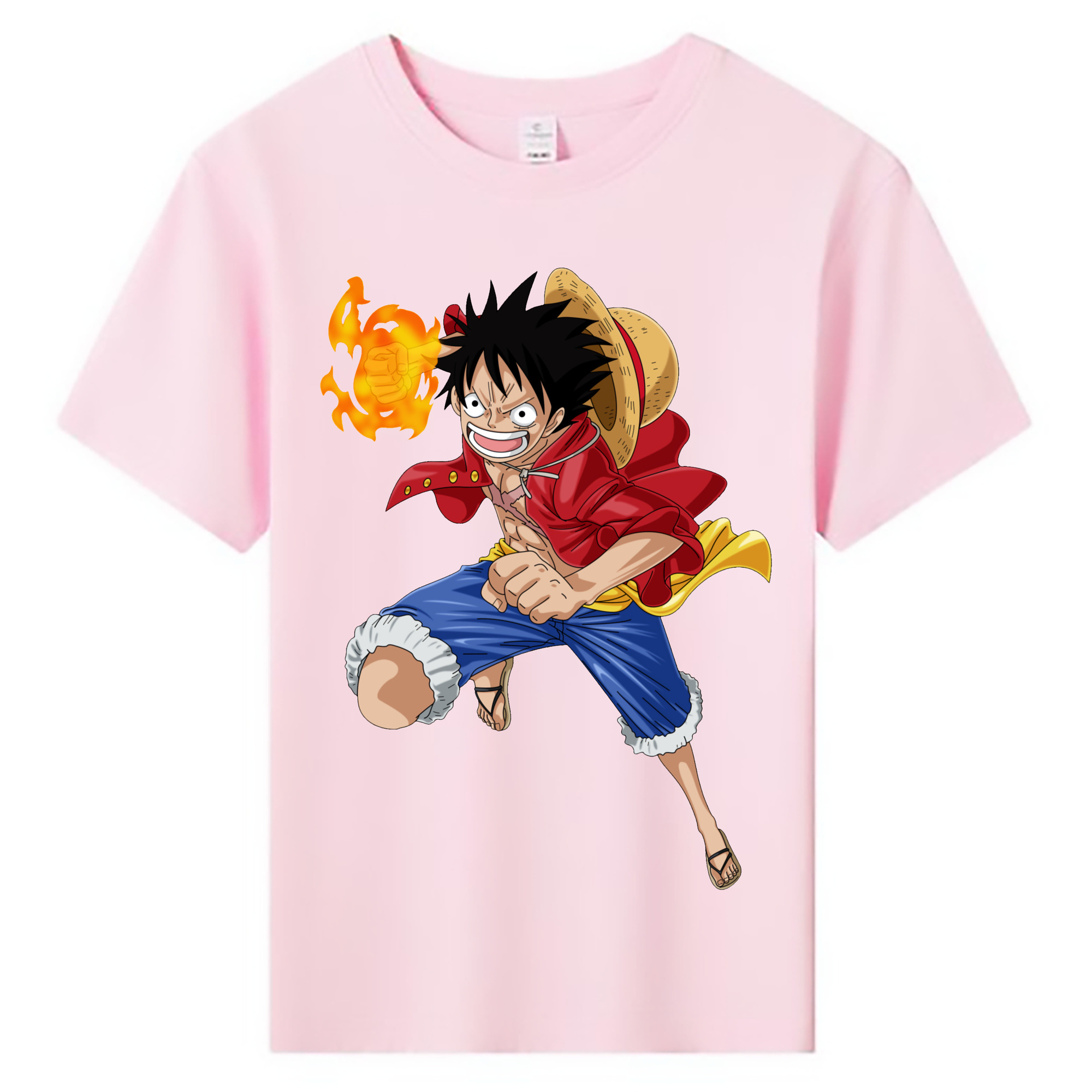 ワンピース モンキー・D・ルフィ ONE PIECE Monkey D. Luffy 綿100％キッズTシャツ（フロントプリント）