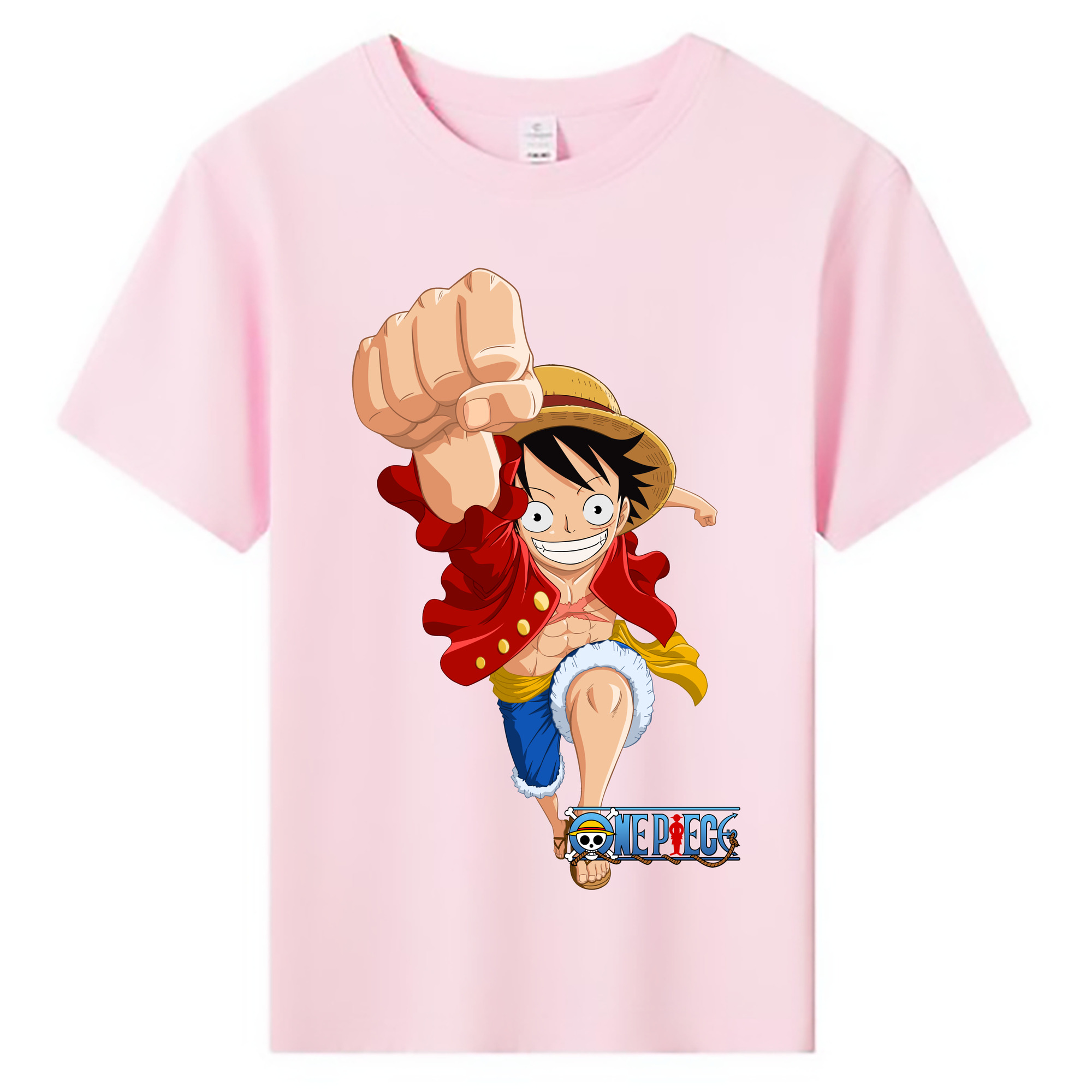 ワンピース モンキー・D・ルフィ ONE PIECE Monkey D. Luffy 綿100％キッズTシャツ（フロントプリント）