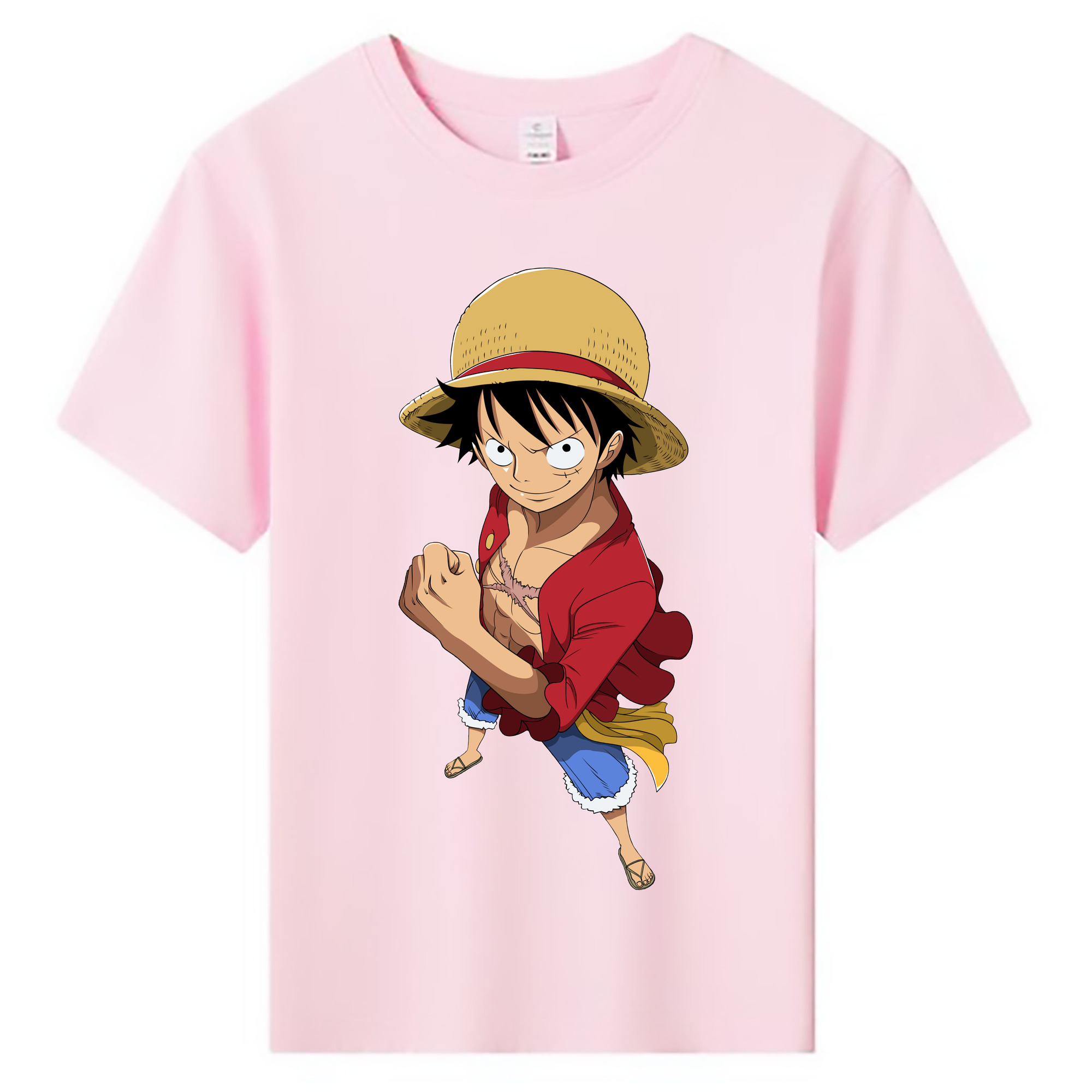 ワンピース モンキー・D・ルフィ ONE PIECE Monkey D. Luffy 綿100％キッズTシャツ（フロントプリント）