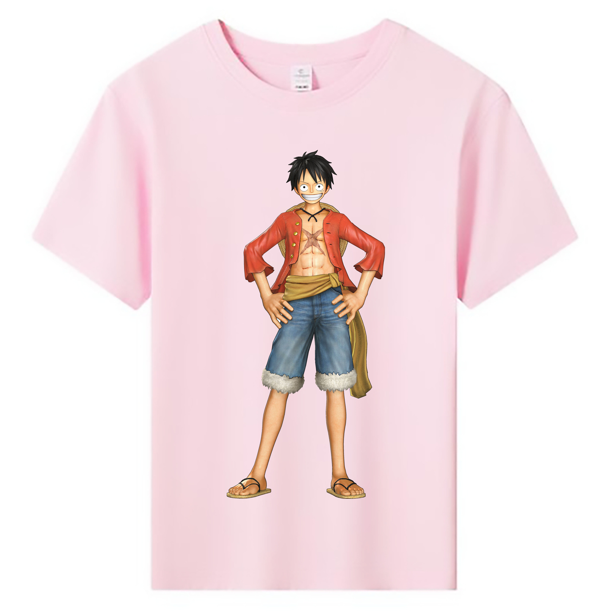 ワンピース モンキー・D・ルフィ ONE PIECE Monkey D. Luffy 綿100％キッズTシャツ（フロントプリント）