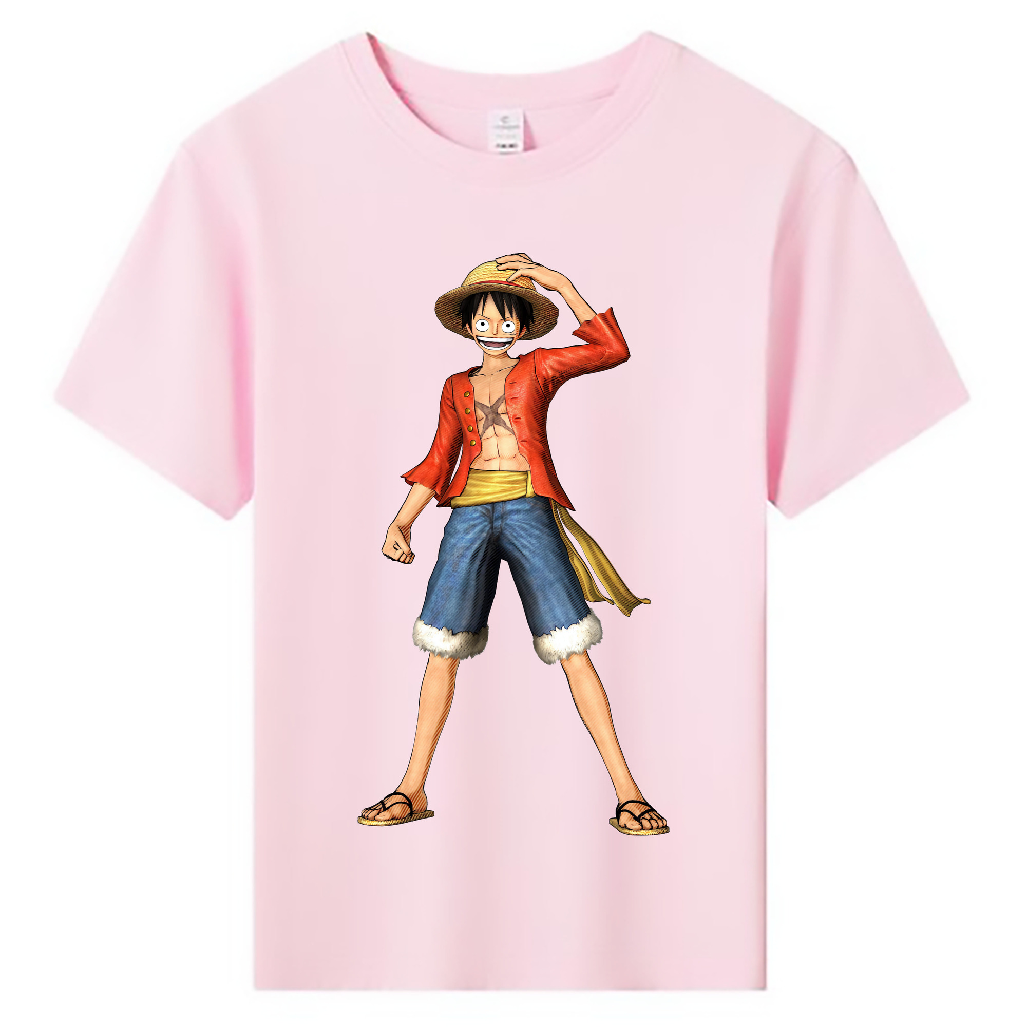 ワンピース モンキー・D・ルフィ ONE PIECE Monkey D. Luffy 綿100％キッズTシャツ（フロントプリント）