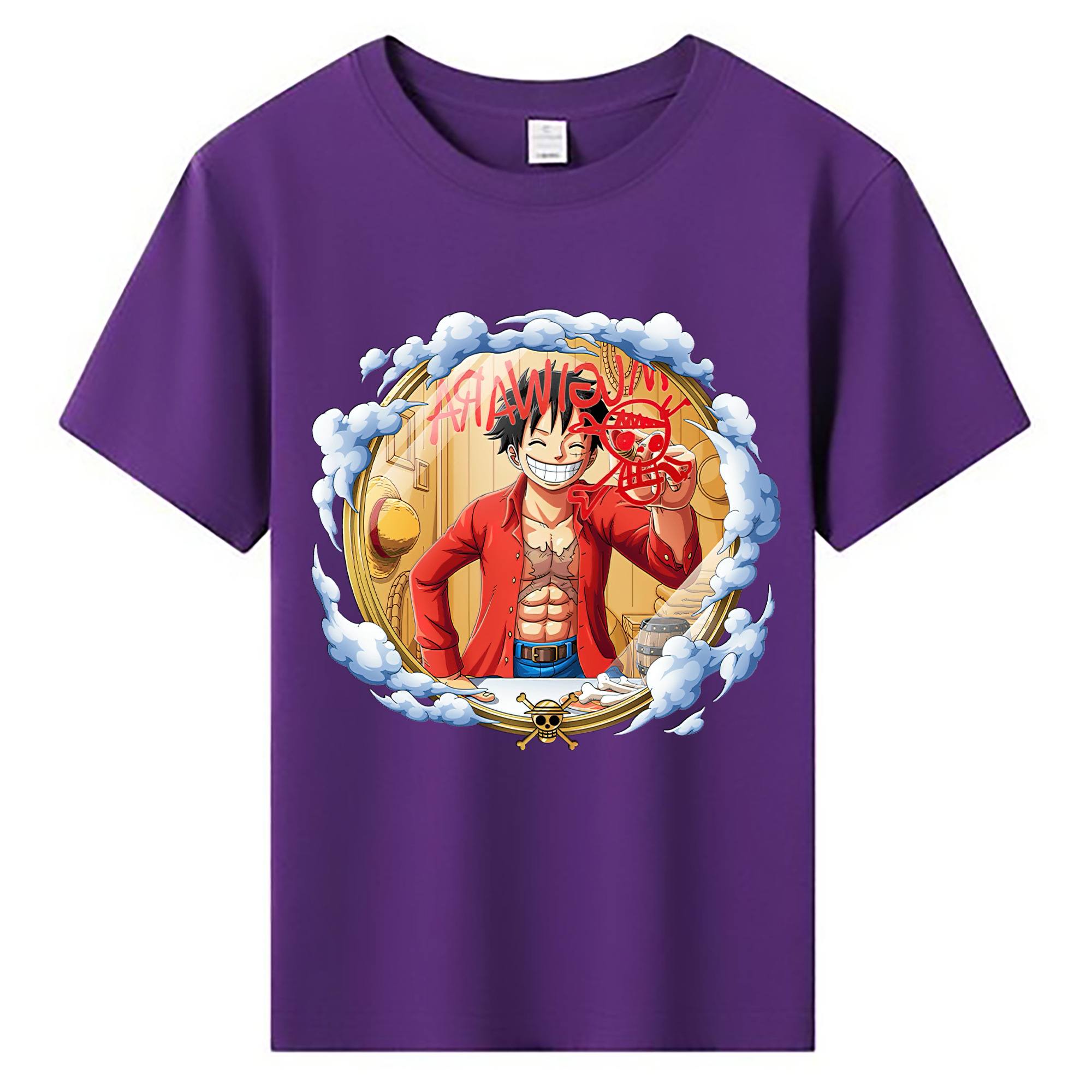 ワンピース モンキー・D・ルフィ ONE PIECE Monkey D. Luffy 綿100％キッズTシャツ（フロントプリント）