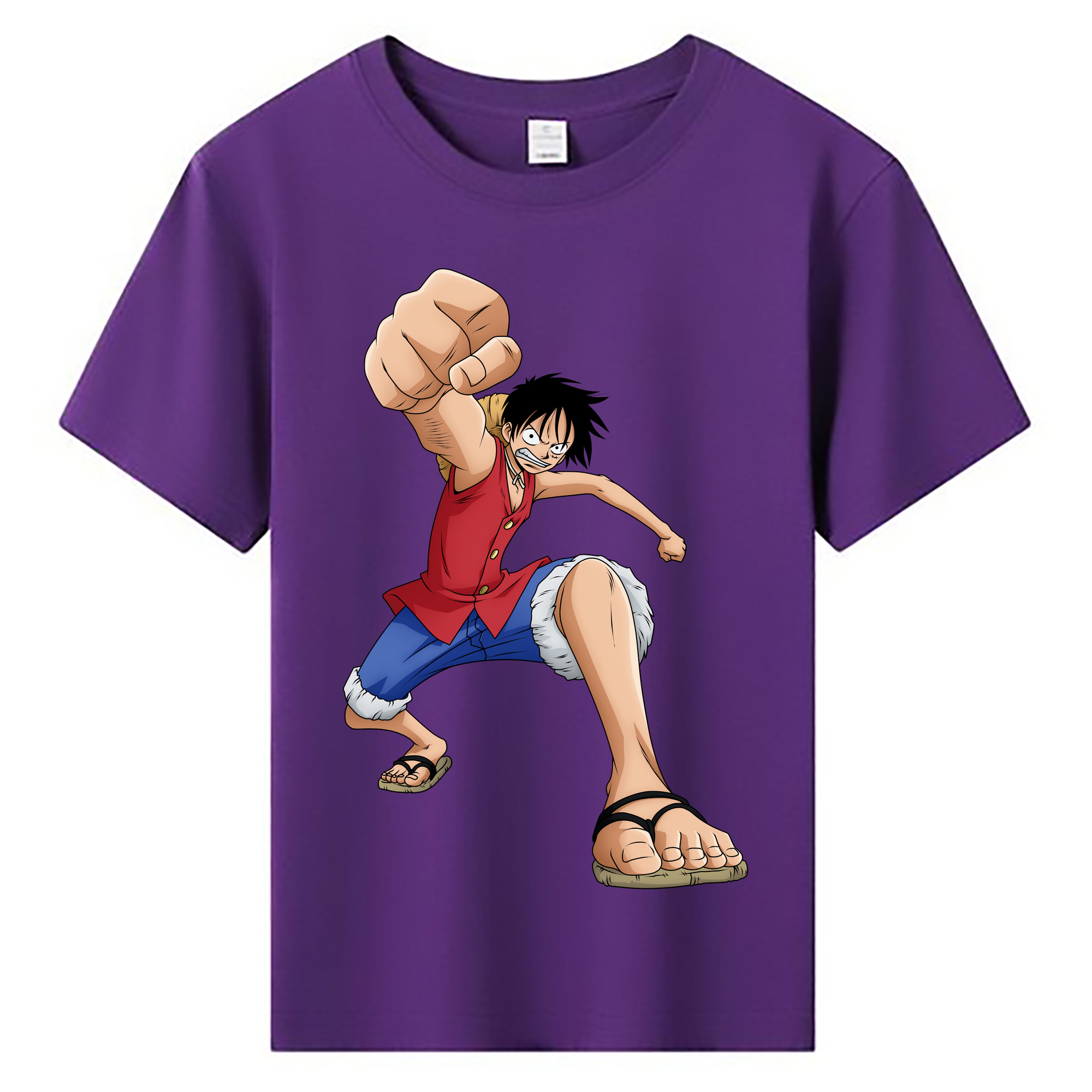 ワンピース モンキー・D・ルフィ ONE PIECE Monkey D. Luffy 綿100％キッズTシャツ（フロントプリント）