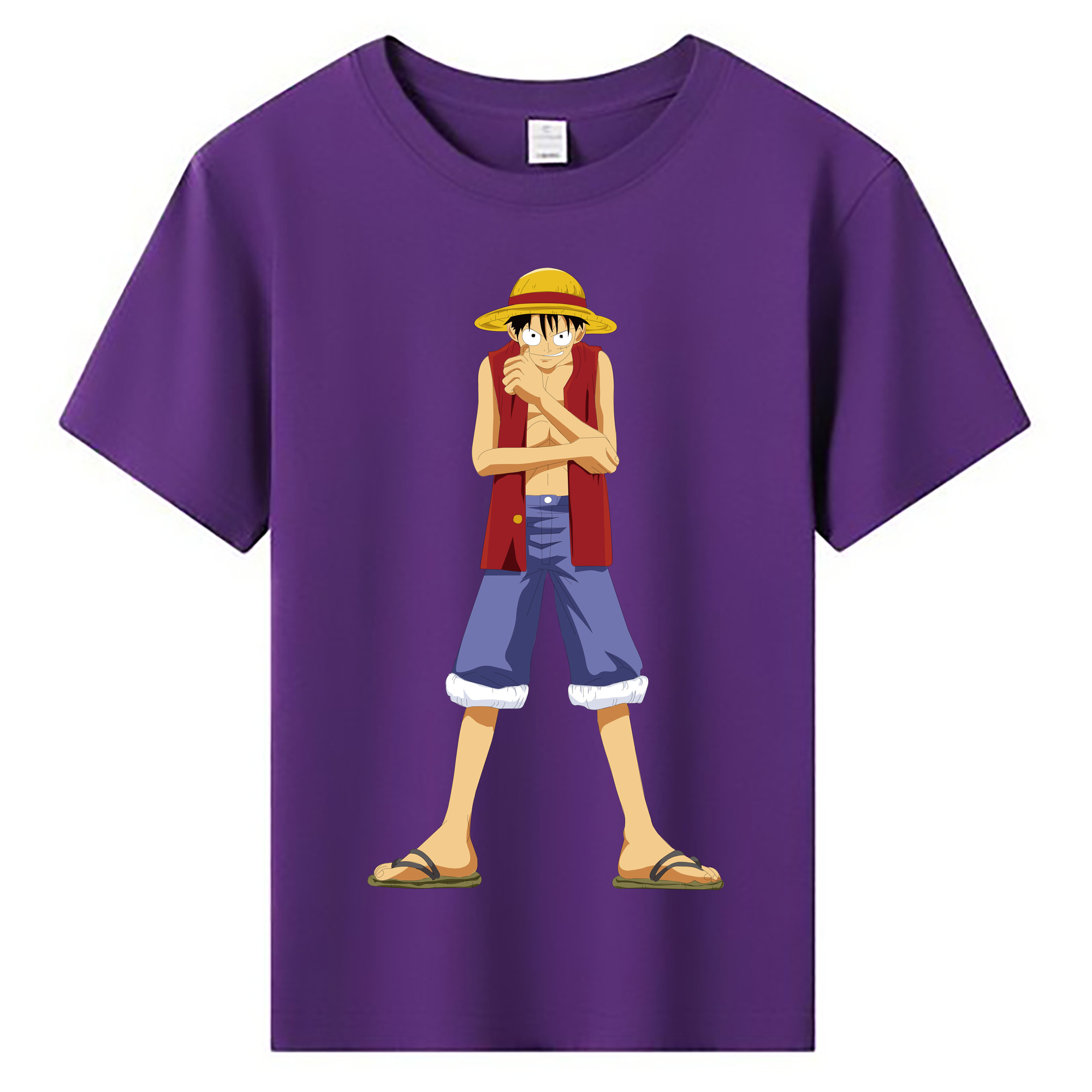 ワンピース モンキー・D・ルフィ ONE PIECE Monkey D. Luffy 綿100％キッズTシャツ（フロントプリント）