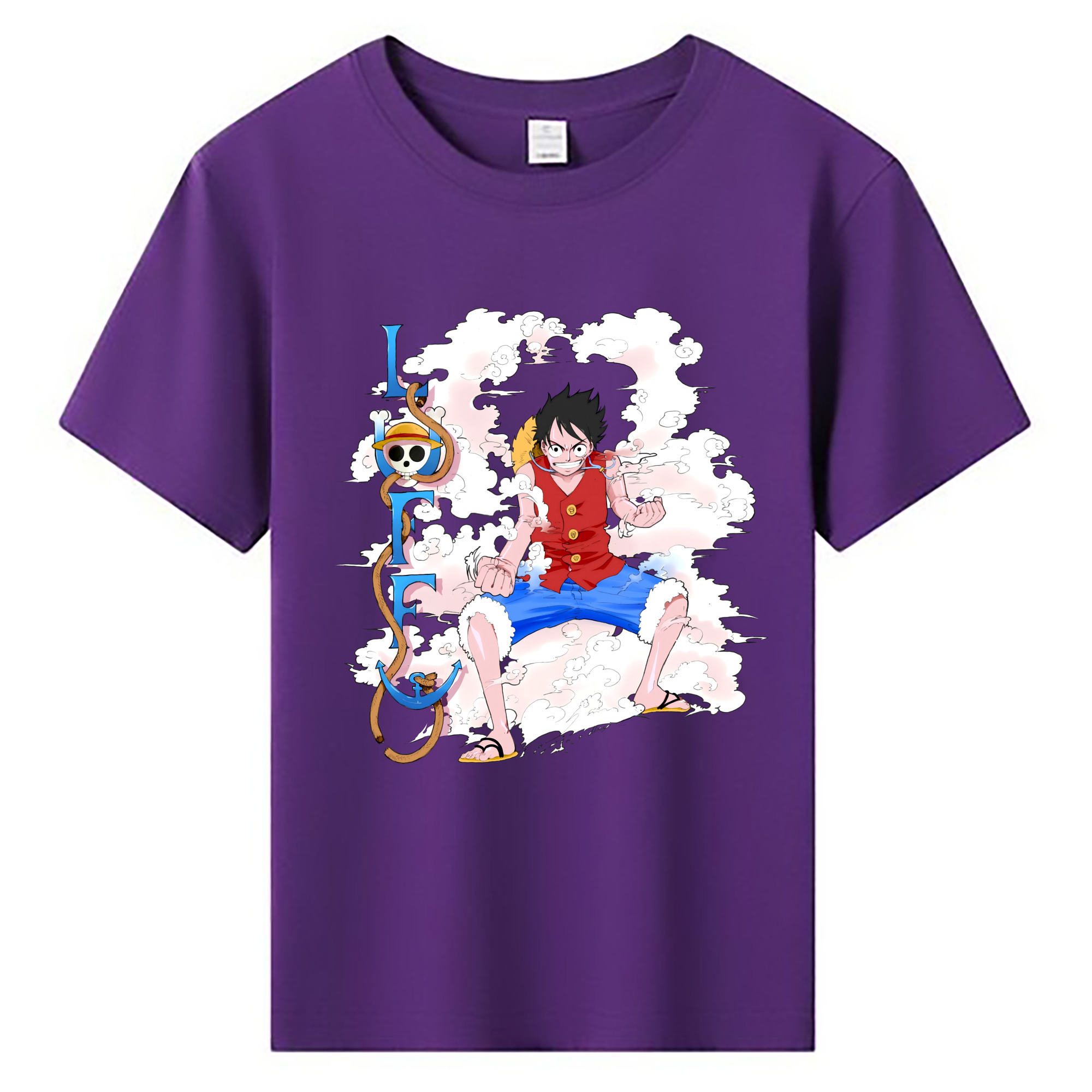 ワンピース モンキー・D・ルフィ ONE PIECE Monkey D. Luffy 綿100％キッズTシャツ（フロントプリント）