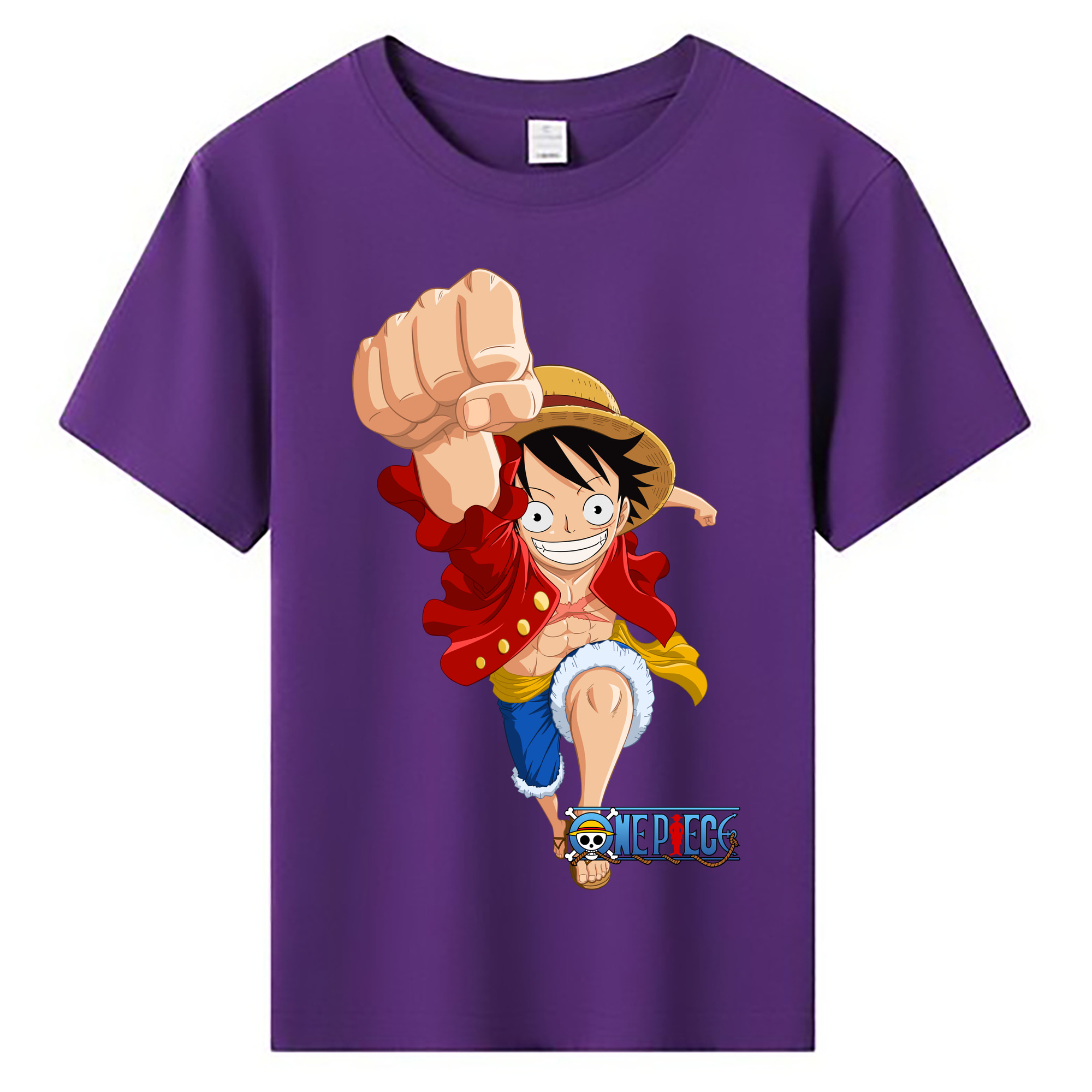 ワンピース モンキー・D・ルフィ ONE PIECE Monkey D. Luffy 綿100％キッズTシャツ（フロントプリント）