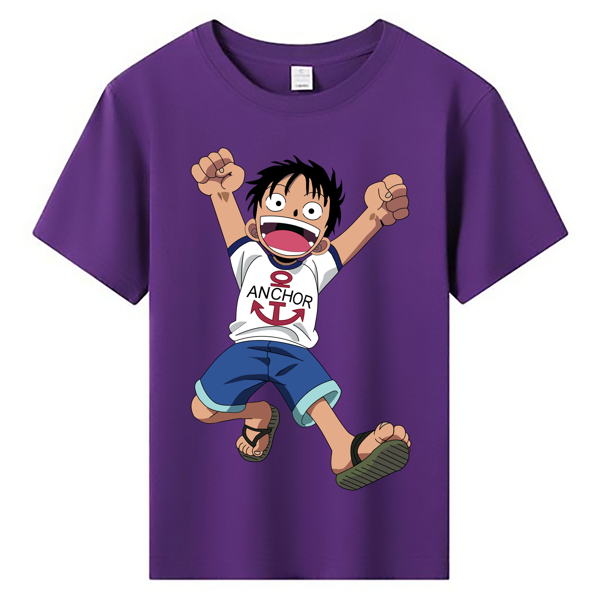 ワンピース モンキー・D・ルフィ ONE PIECE Monkey D. Luffy 綿100％キッズTシャツ（フロントプリント）